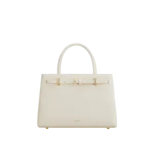 Ivory Leather Book Tote Bag 25