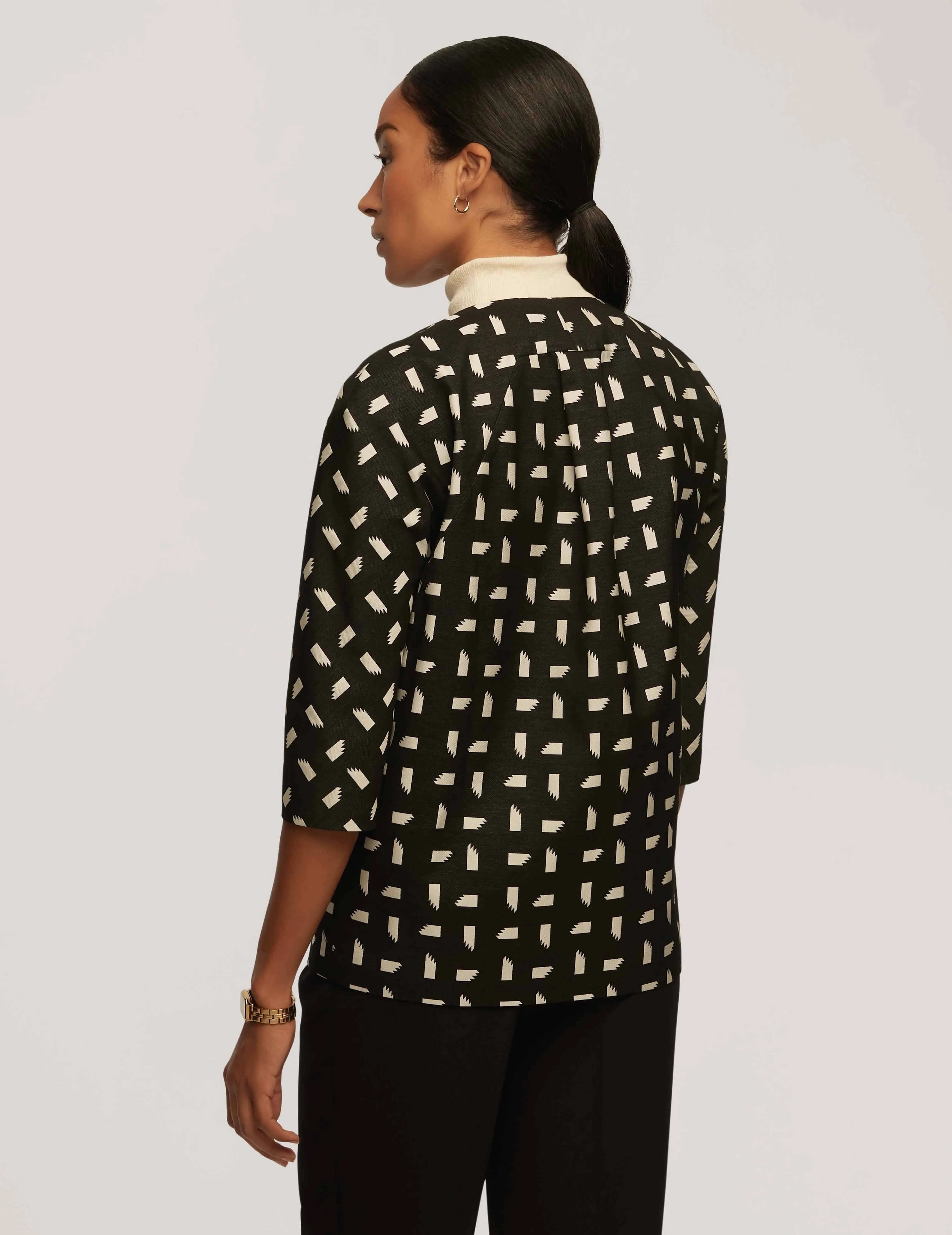 Jacquard Topper With Dropped Shoulder- Sale