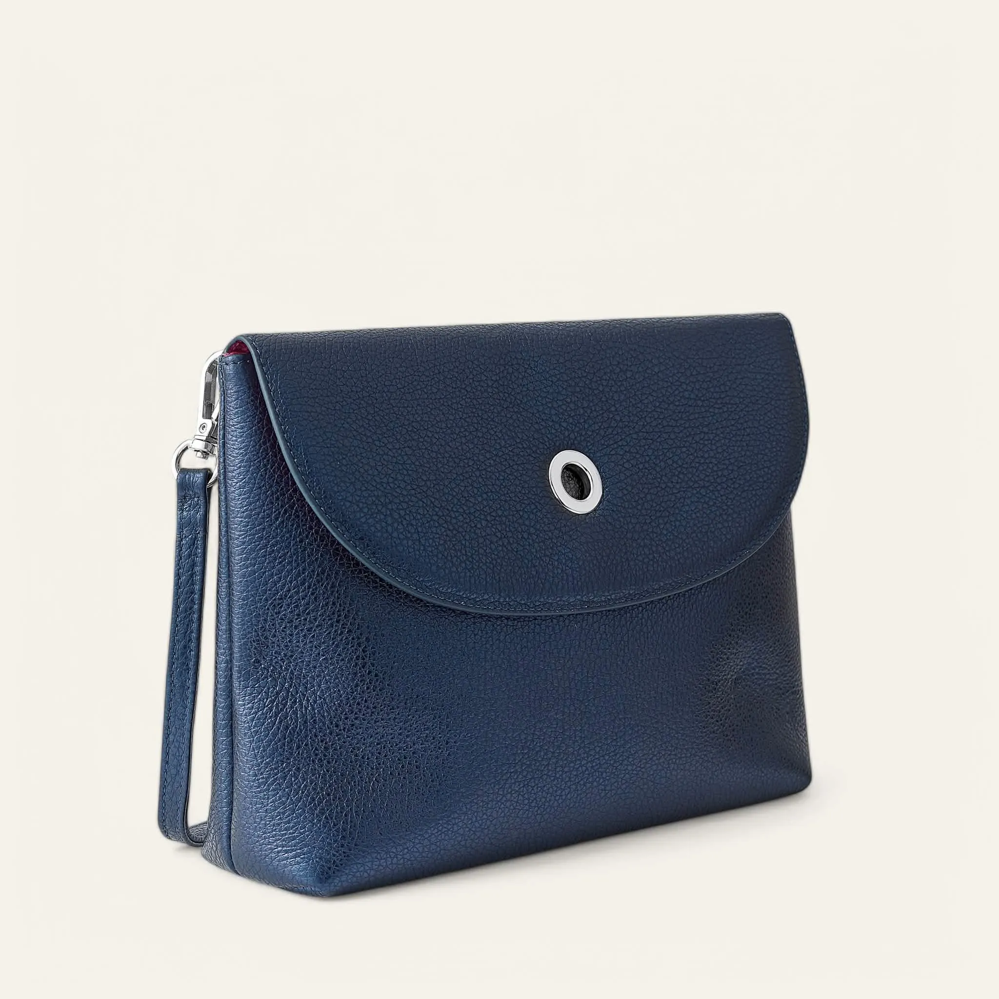 Jasmine Crossbody | Metallic Navy with Silver hardware