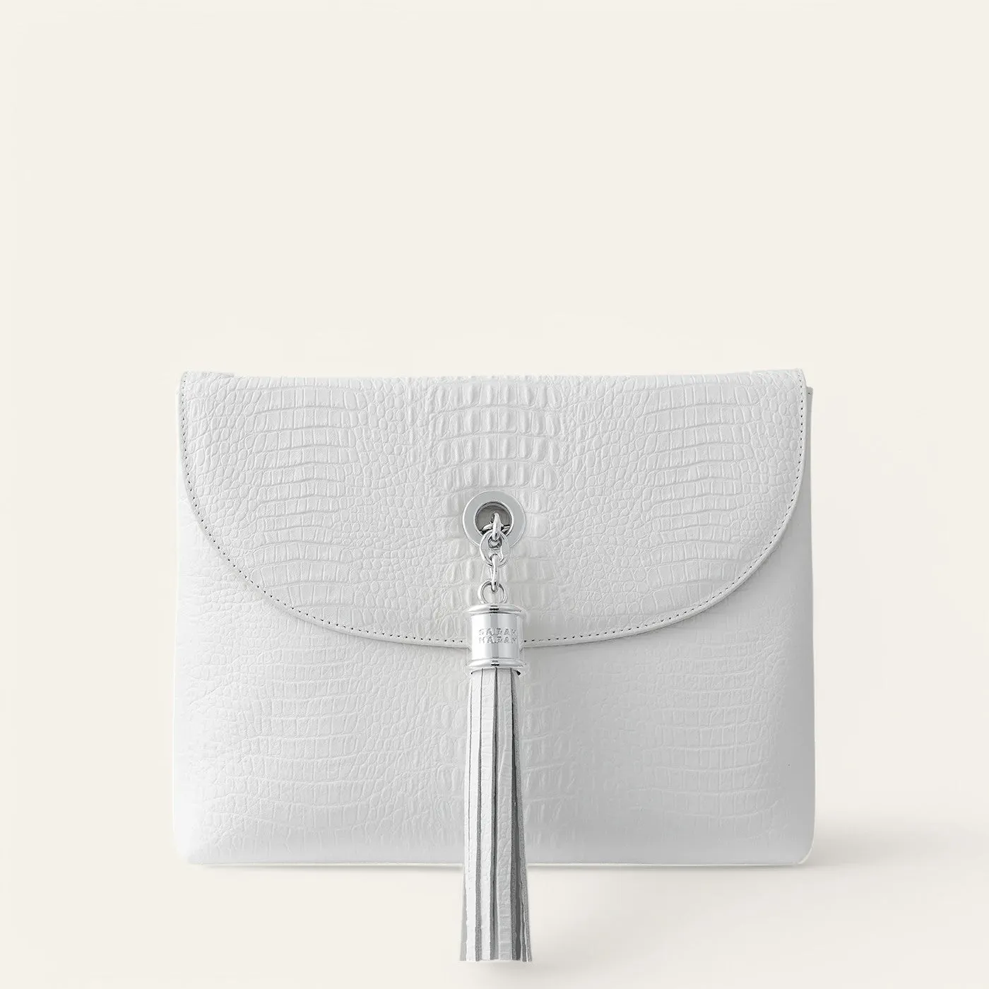 Jasmine Crossbody | White Gator with Silver hardware