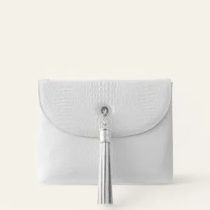Jasmine Crossbody | White Gator with Silver hardware
