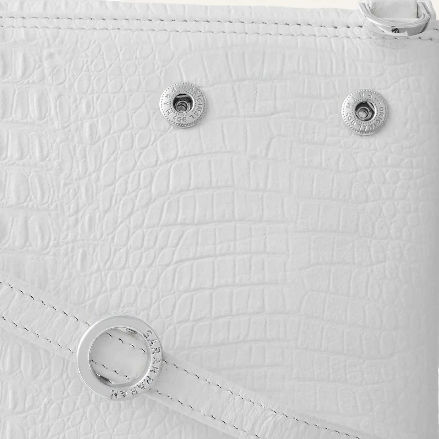 Jasmine Crossbody | White Gator with Silver hardware