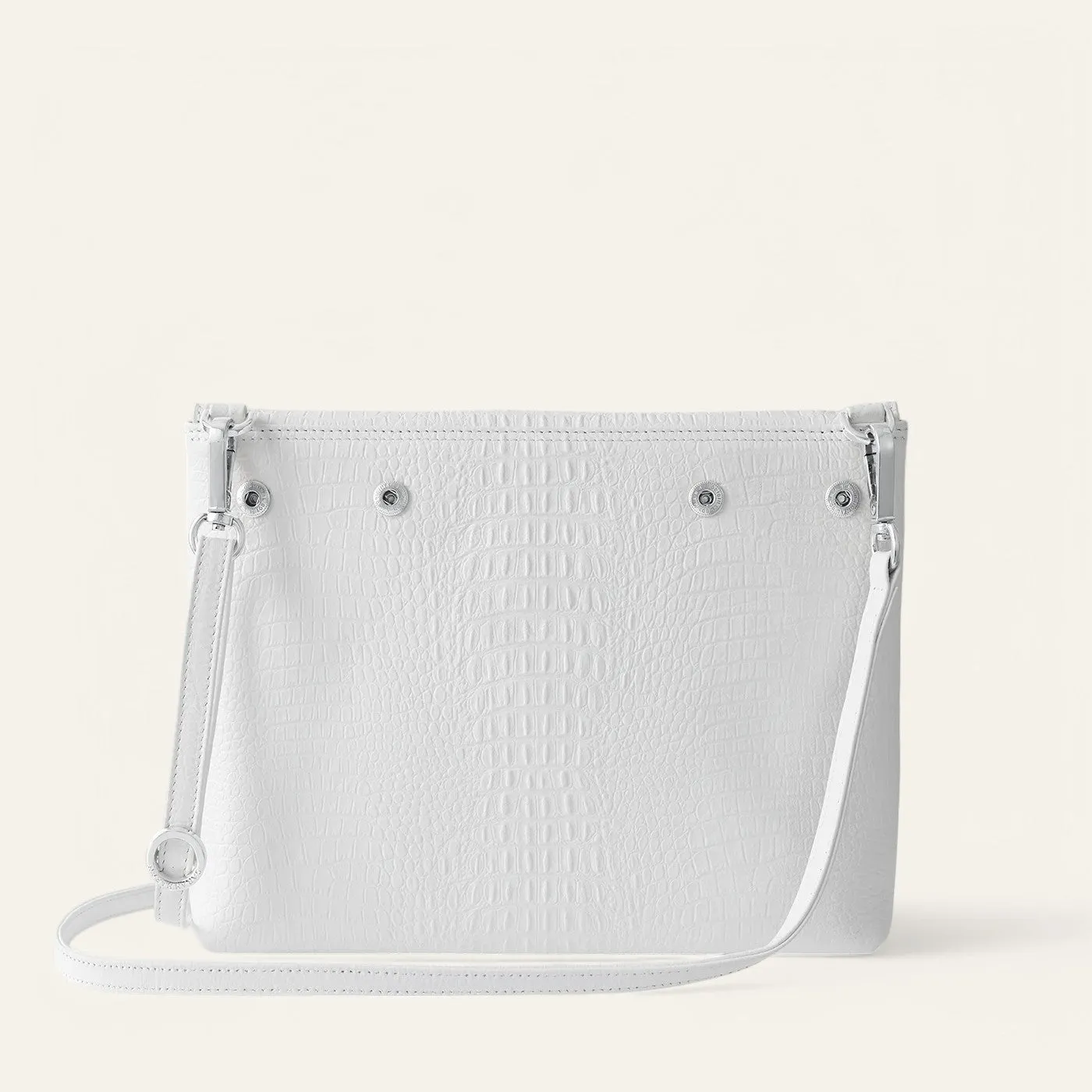 Jasmine Crossbody | White Gator with Silver hardware