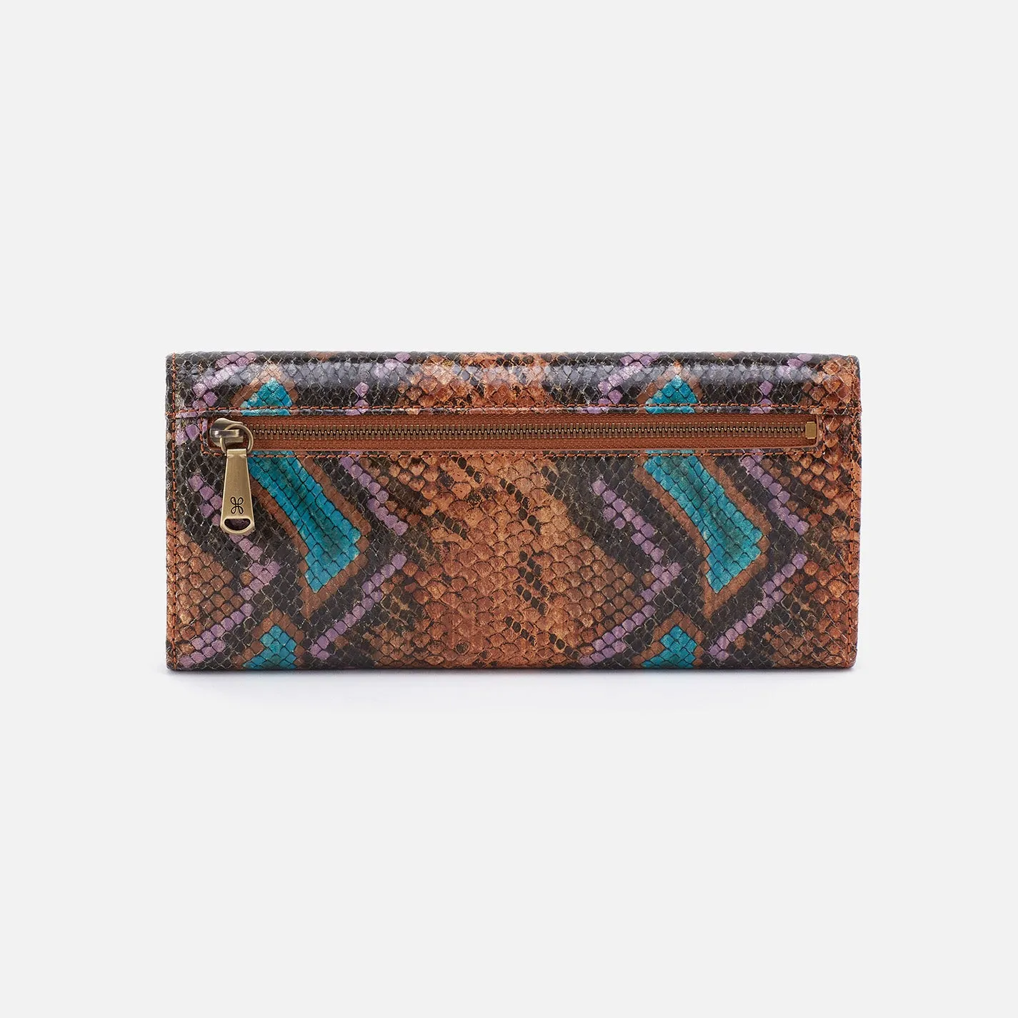 Jill Large Trifold Wallet In Printed Leather - Vivid Snake Print