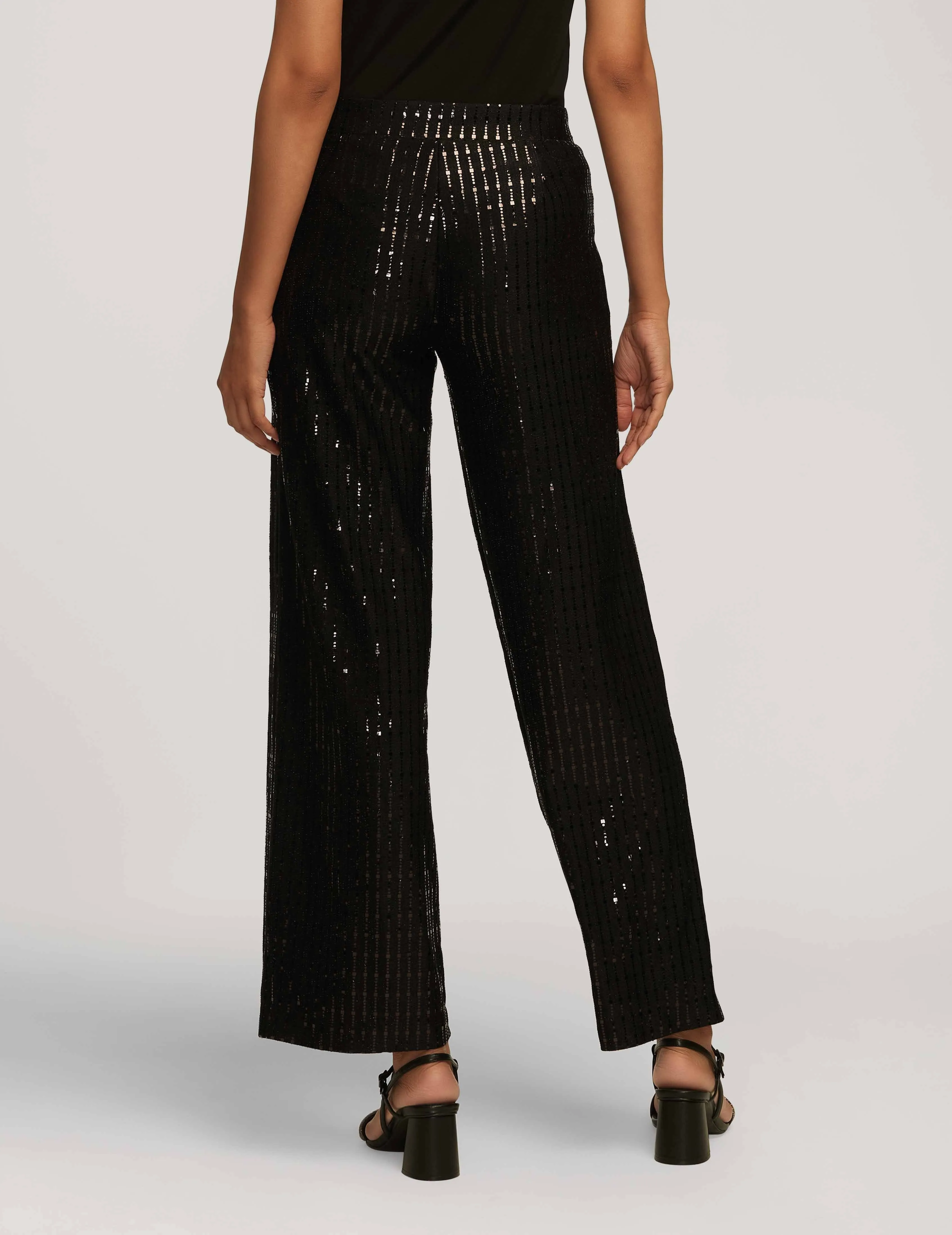 Linear Shine Pull On Wide Leg Pant- Sale
