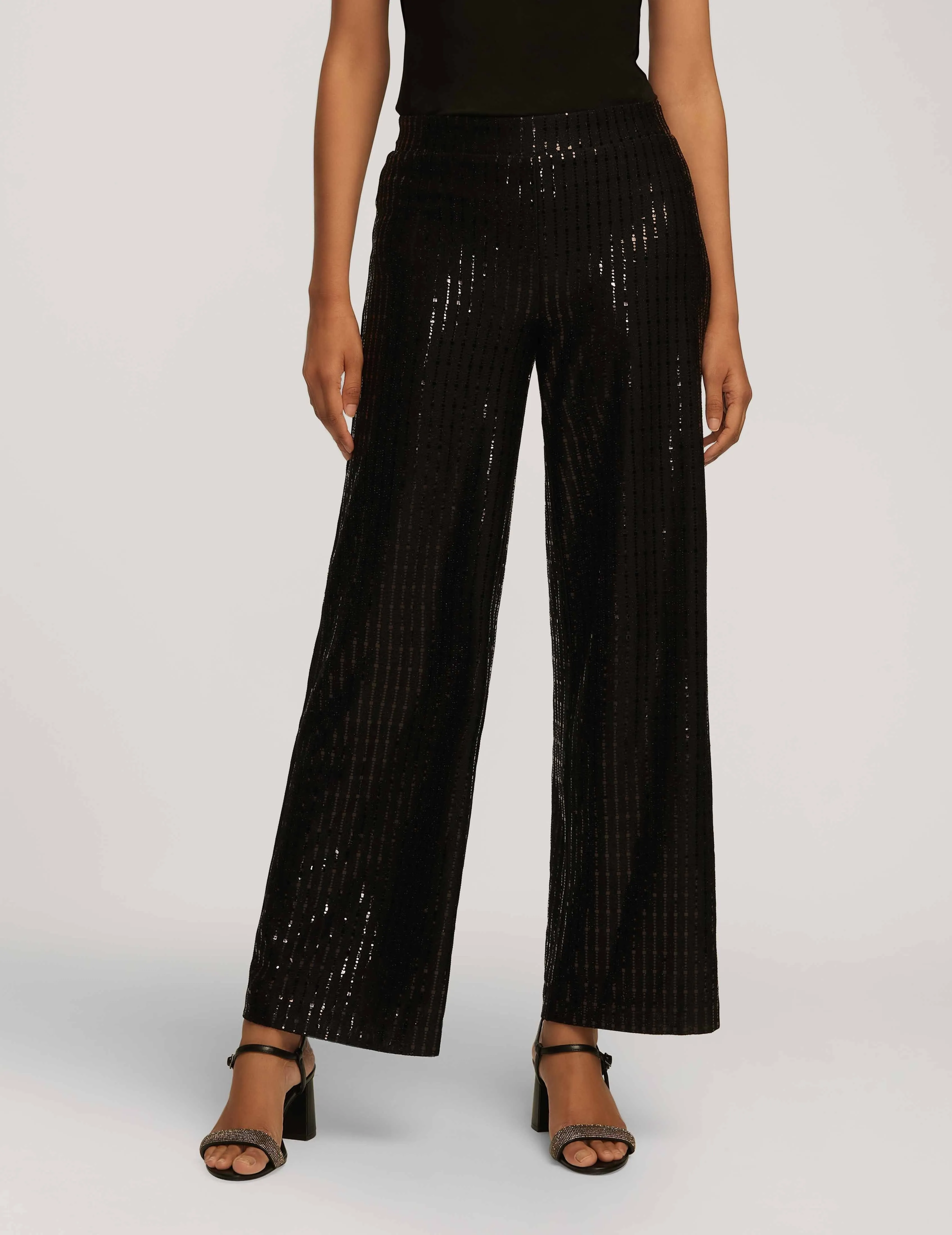 Linear Shine Pull On Wide Leg Pant- Sale