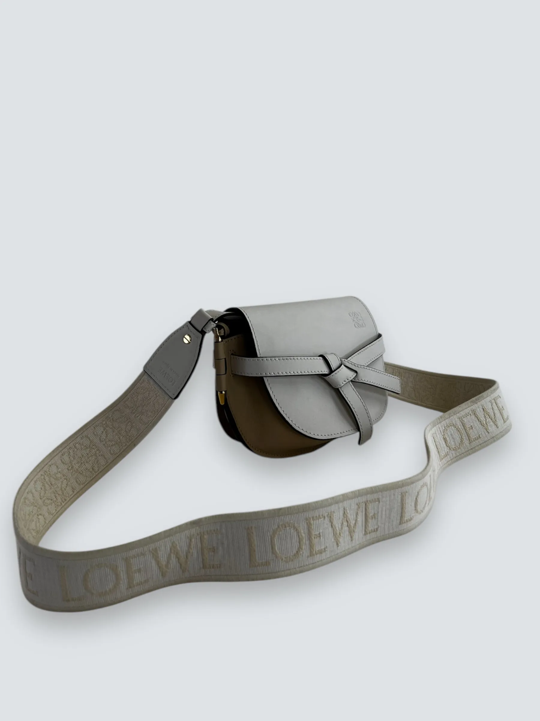 Loewe Cream & Tan Leather Mini Gate Belt Bag