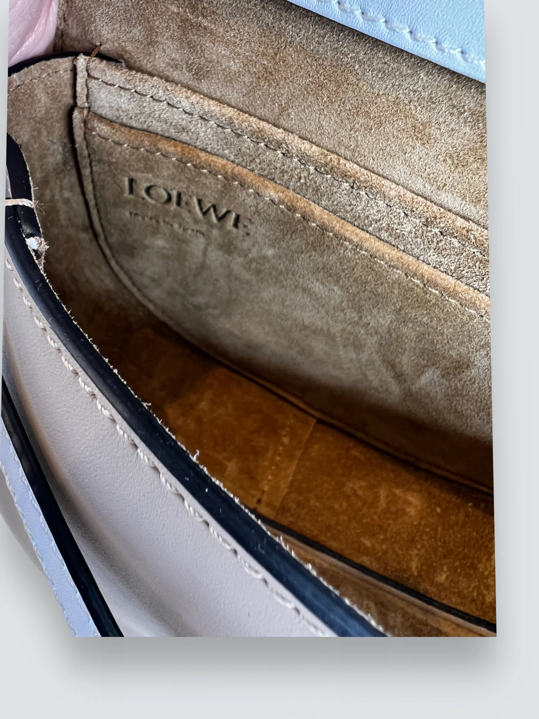 Loewe Cream & Tan Leather Mini Gate Belt Bag