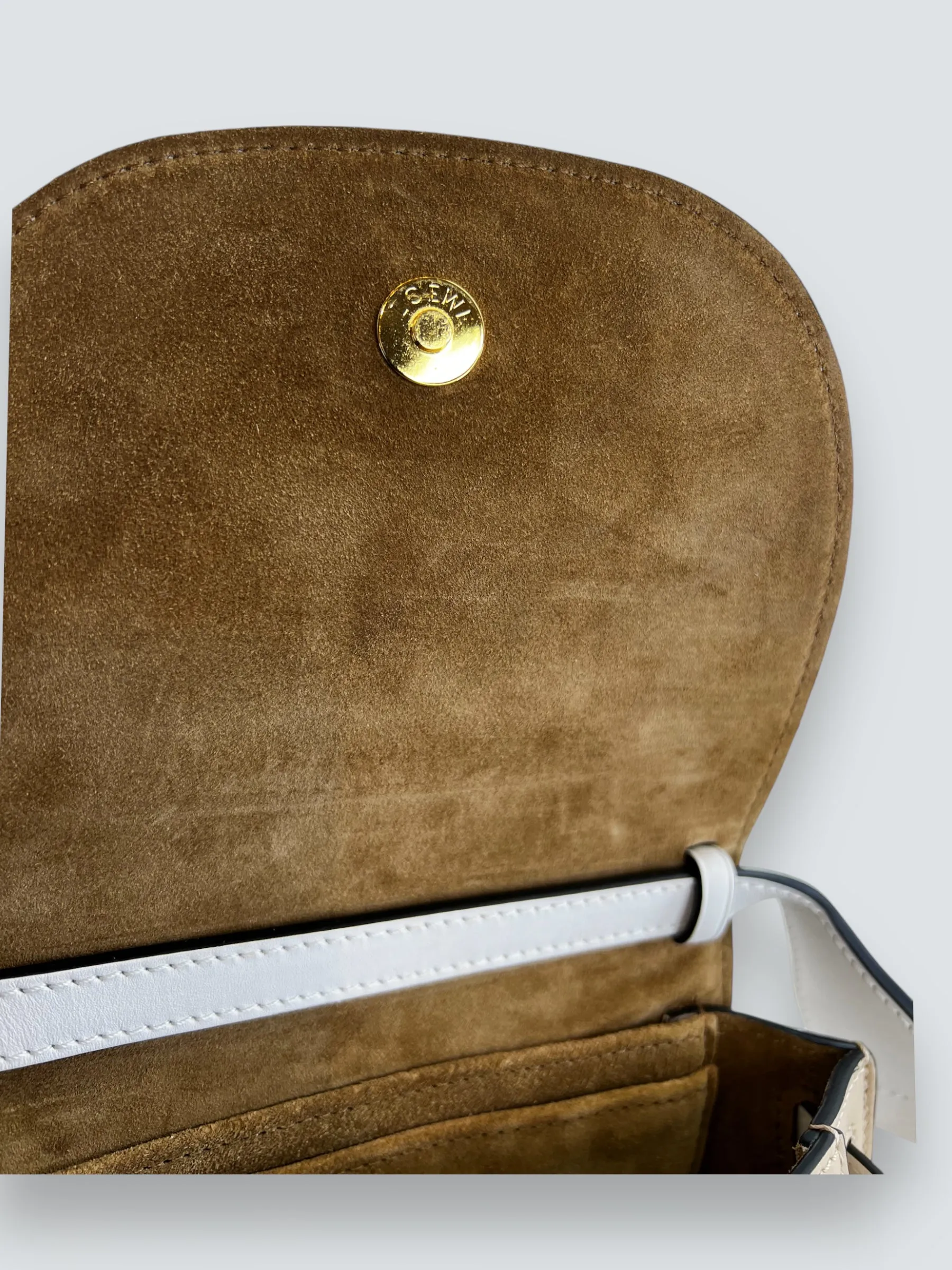 Loewe Cream & Tan Leather Mini Gate Belt Bag