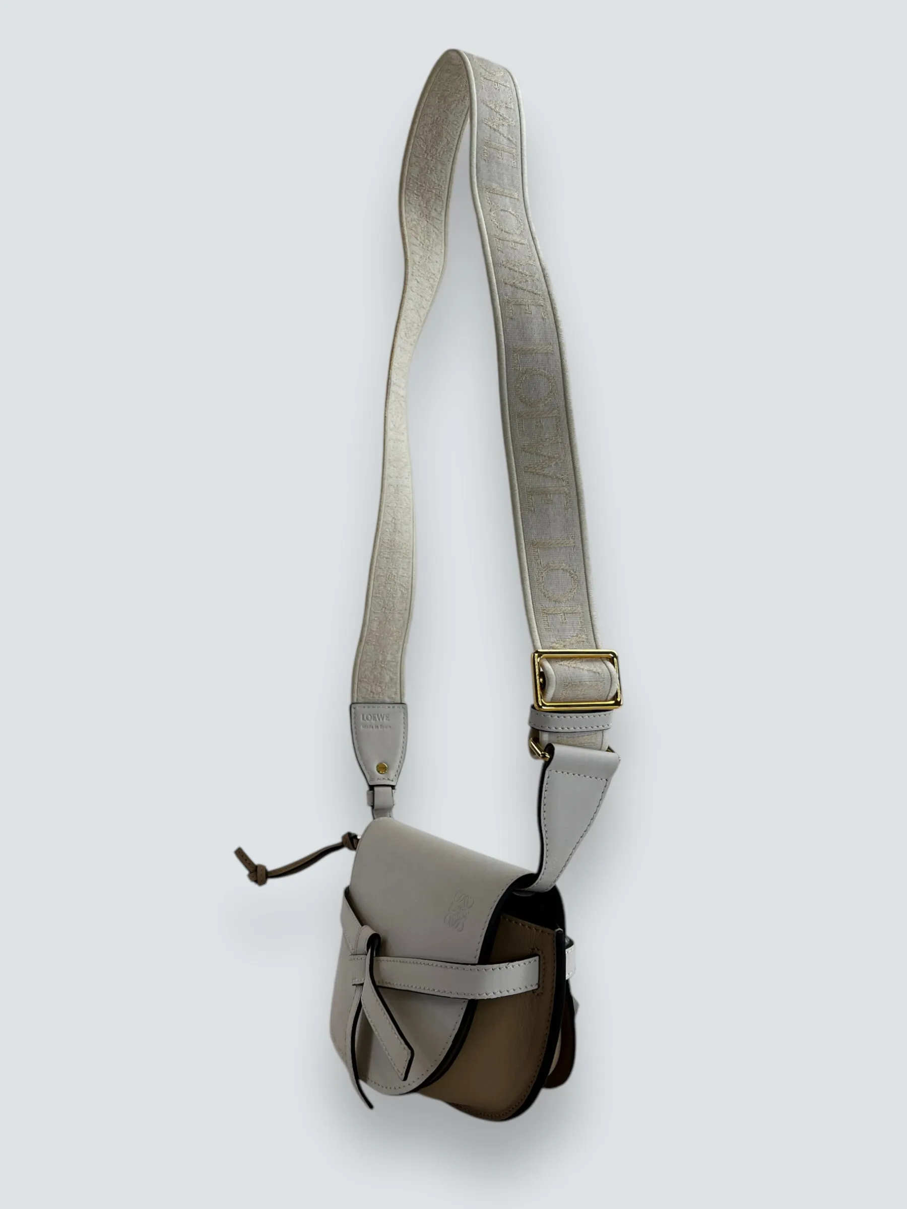 Loewe Cream & Tan Leather Mini Gate Belt Bag