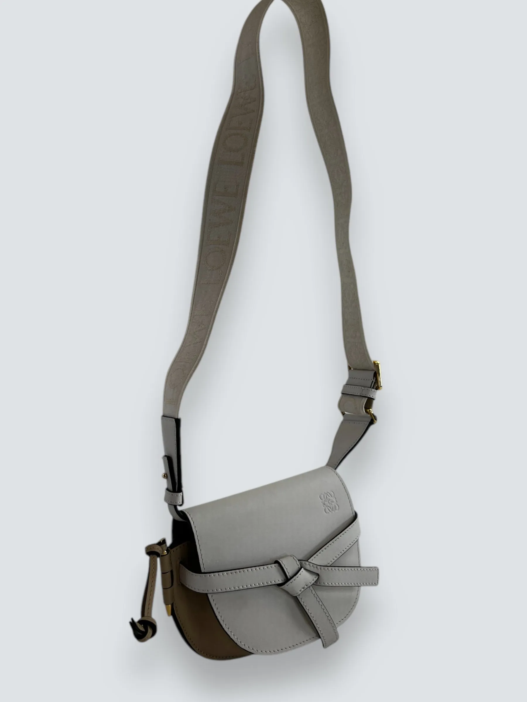 Loewe Cream & Tan Leather Mini Gate Belt Bag