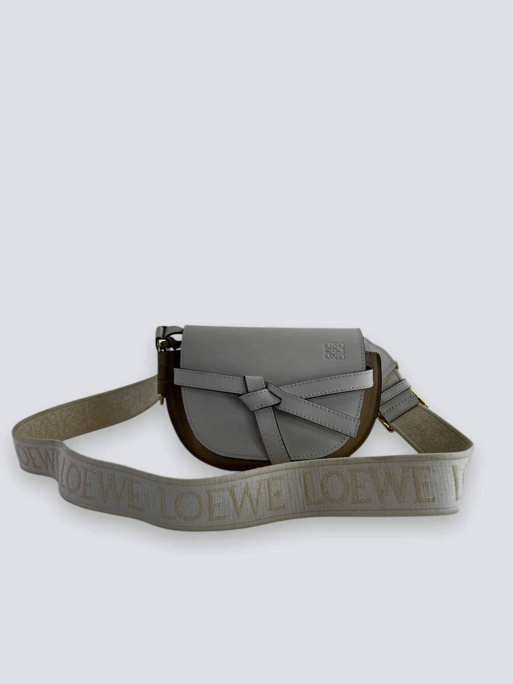 Loewe Cream & Tan Leather Mini Gate Belt Bag