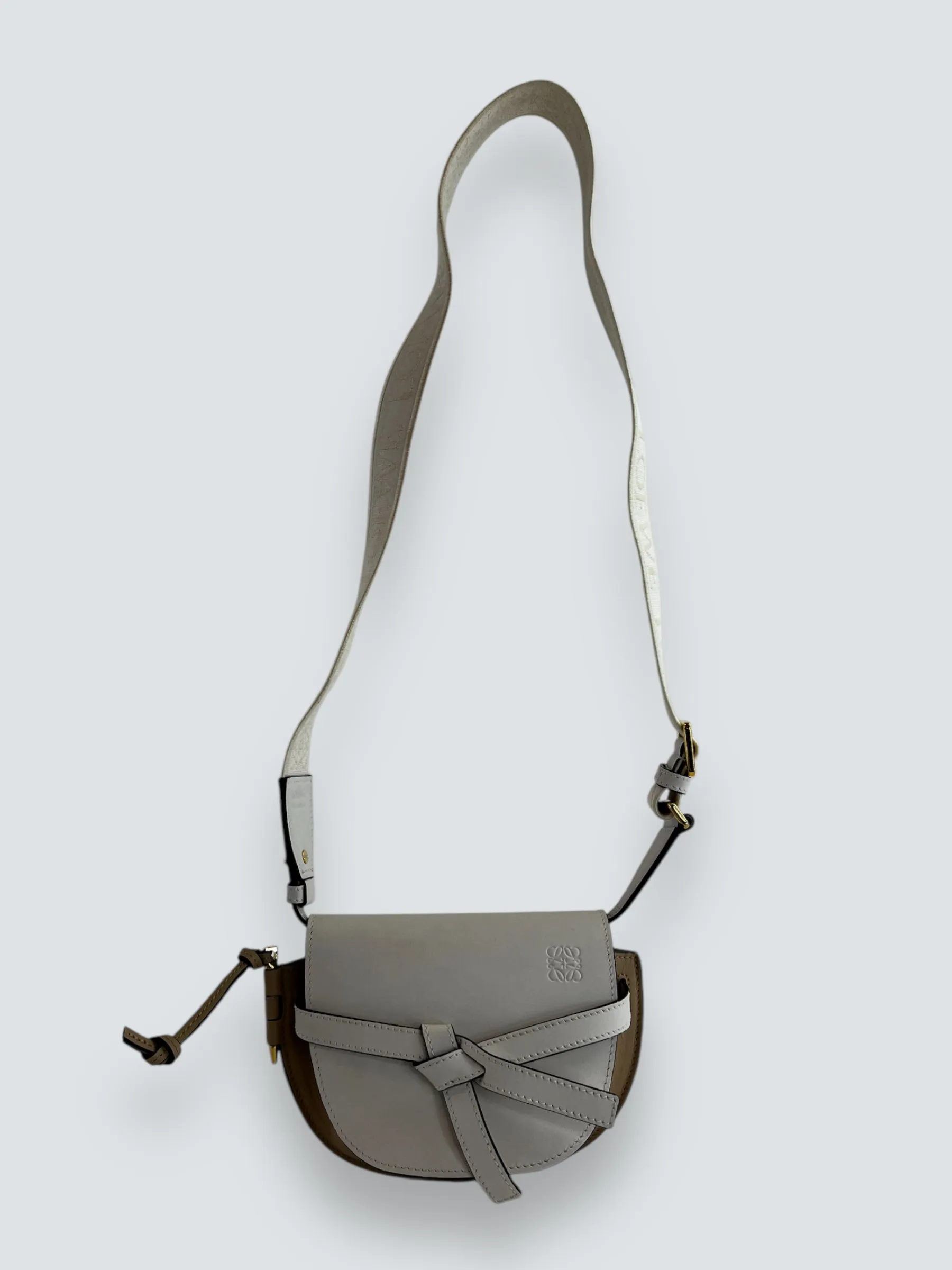 Loewe Cream & Tan Leather Mini Gate Belt Bag
