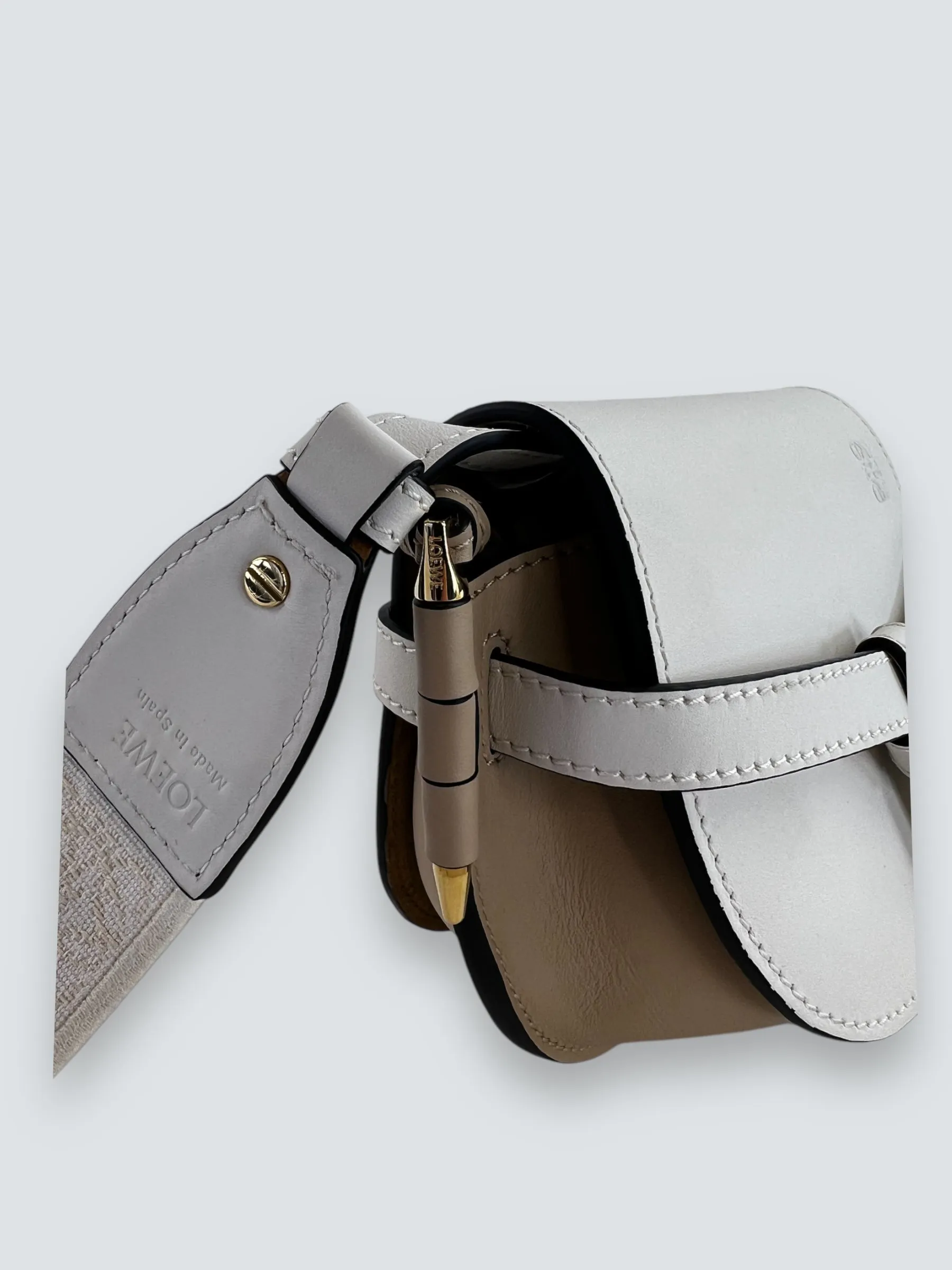 Loewe Cream & Tan Leather Mini Gate Belt Bag