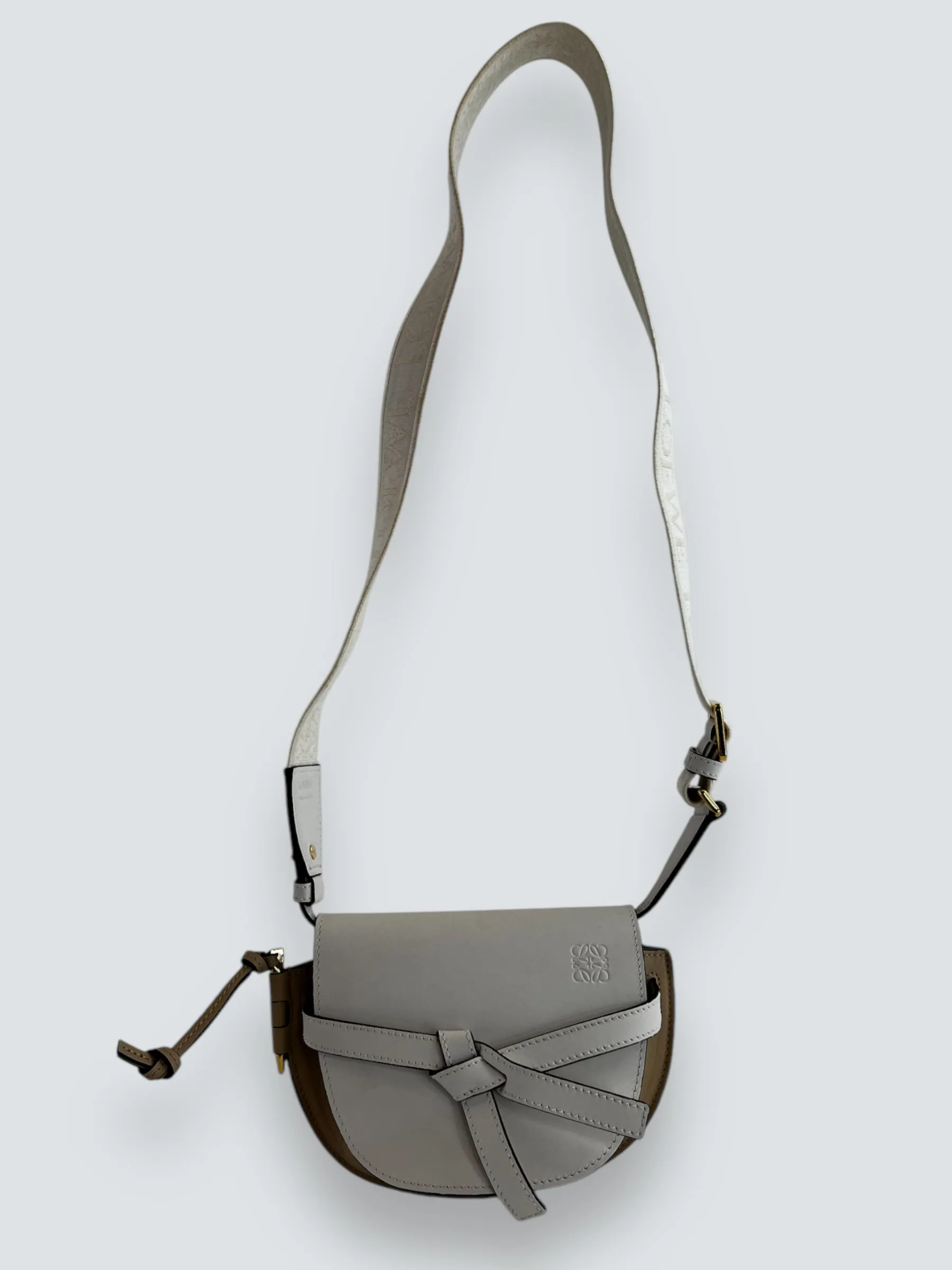 Loewe Cream & Tan Leather Mini Gate Belt Bag