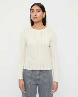 Lolo Cream Pointelle Long-Sleeve Tee