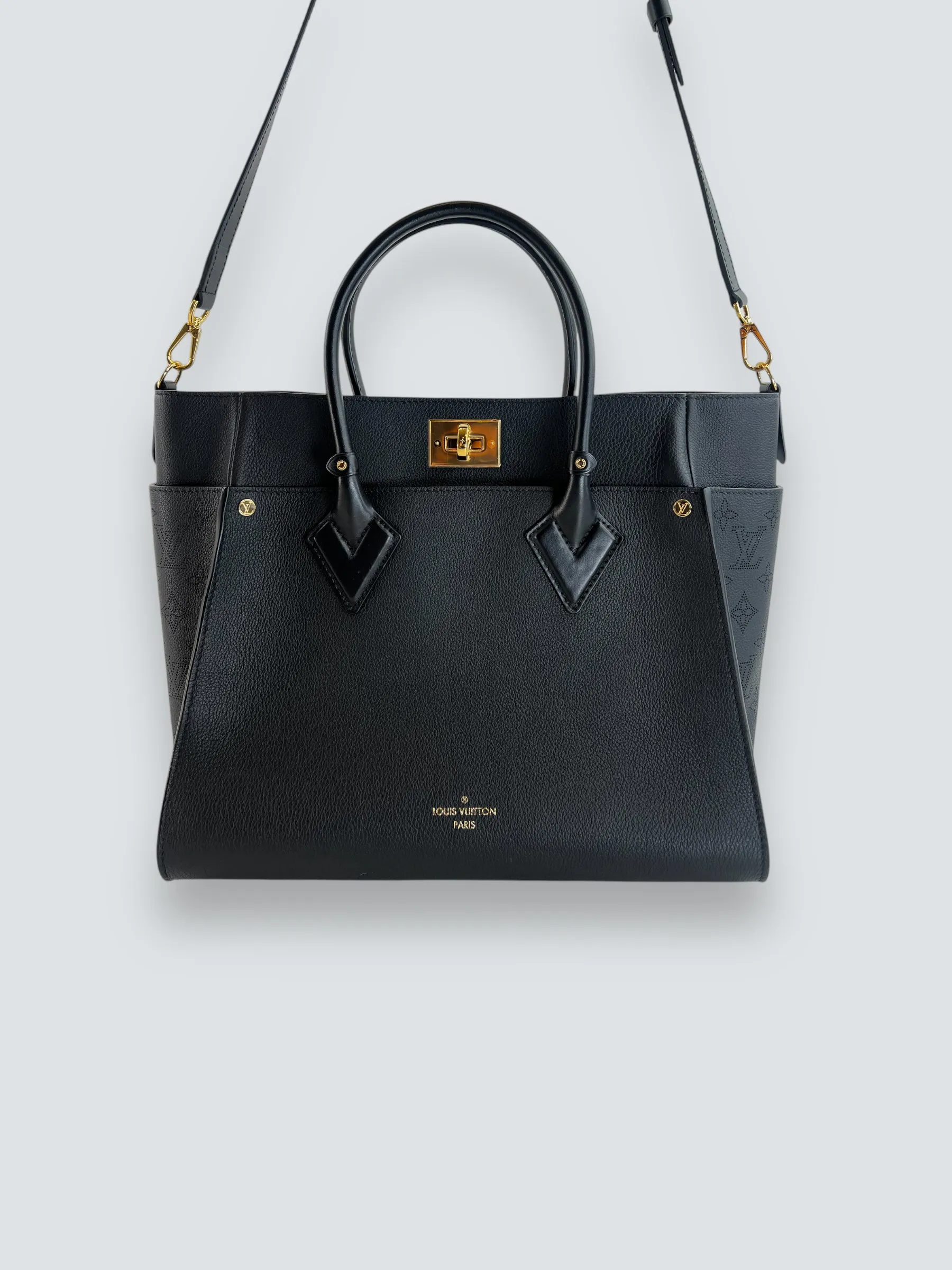 Louis Vuitton Black Leather On My Side GM Tote