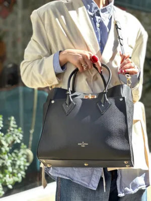 Louis Vuitton Black Leather On My Side GM Tote