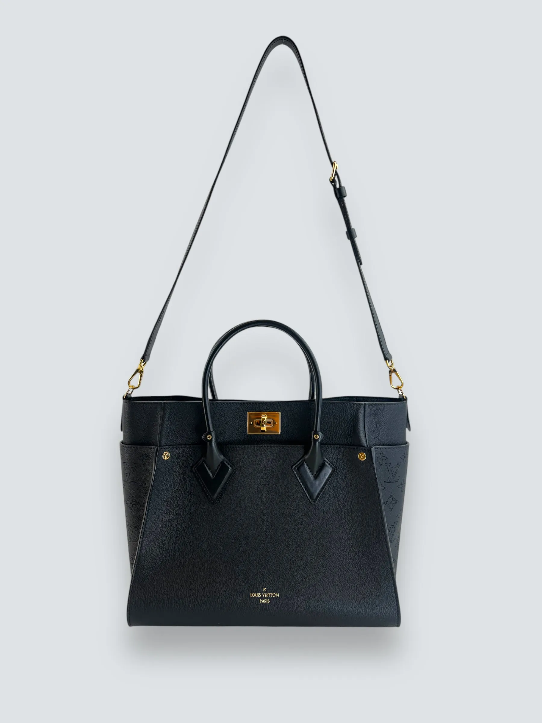 Louis Vuitton Black Leather On My Side GM Tote
