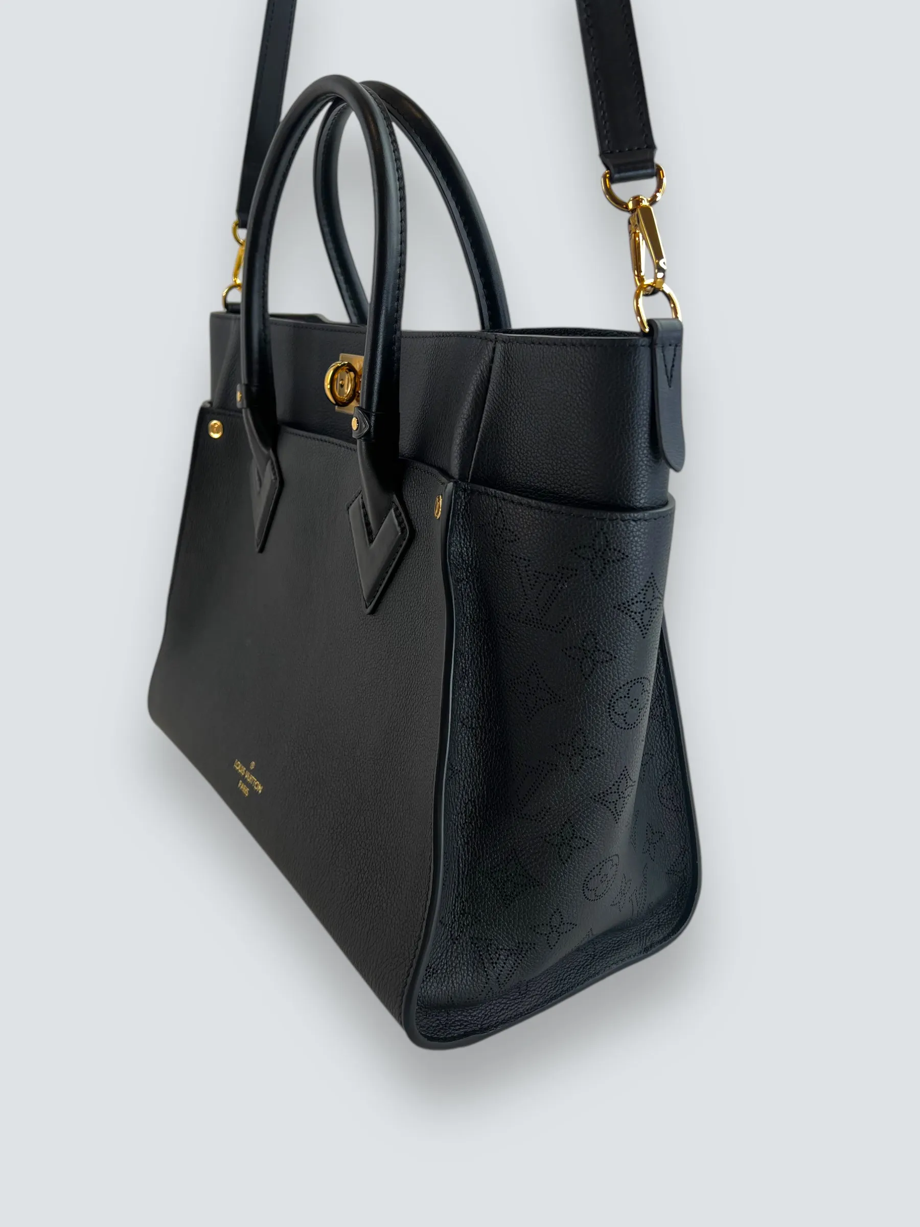 Louis Vuitton Black Leather On My Side GM Tote