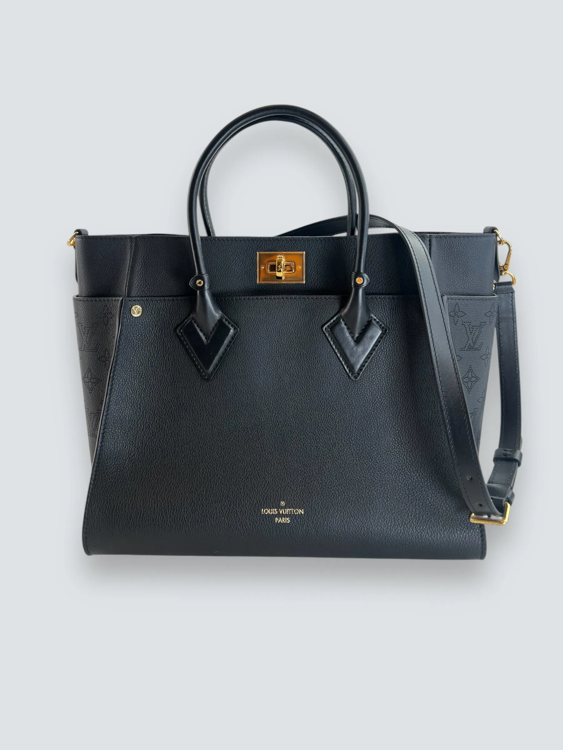 Louis Vuitton Black Leather On My Side GM Tote