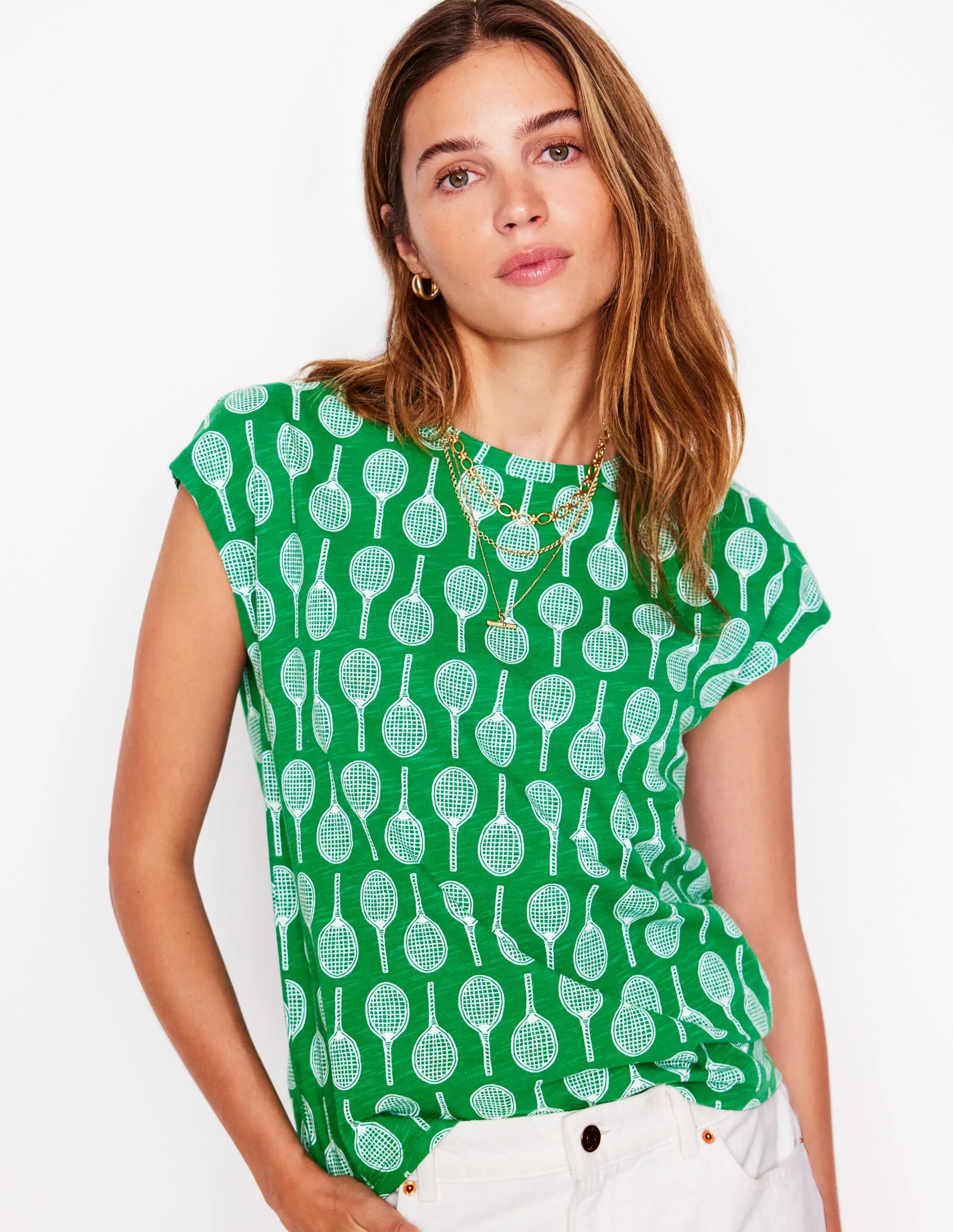 Louisa Slub T-Shirt T1831-Rich Emerald. Tennis
