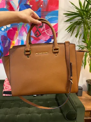 Michael Kors Tan Leather Selma Tote with Shoulder Strap