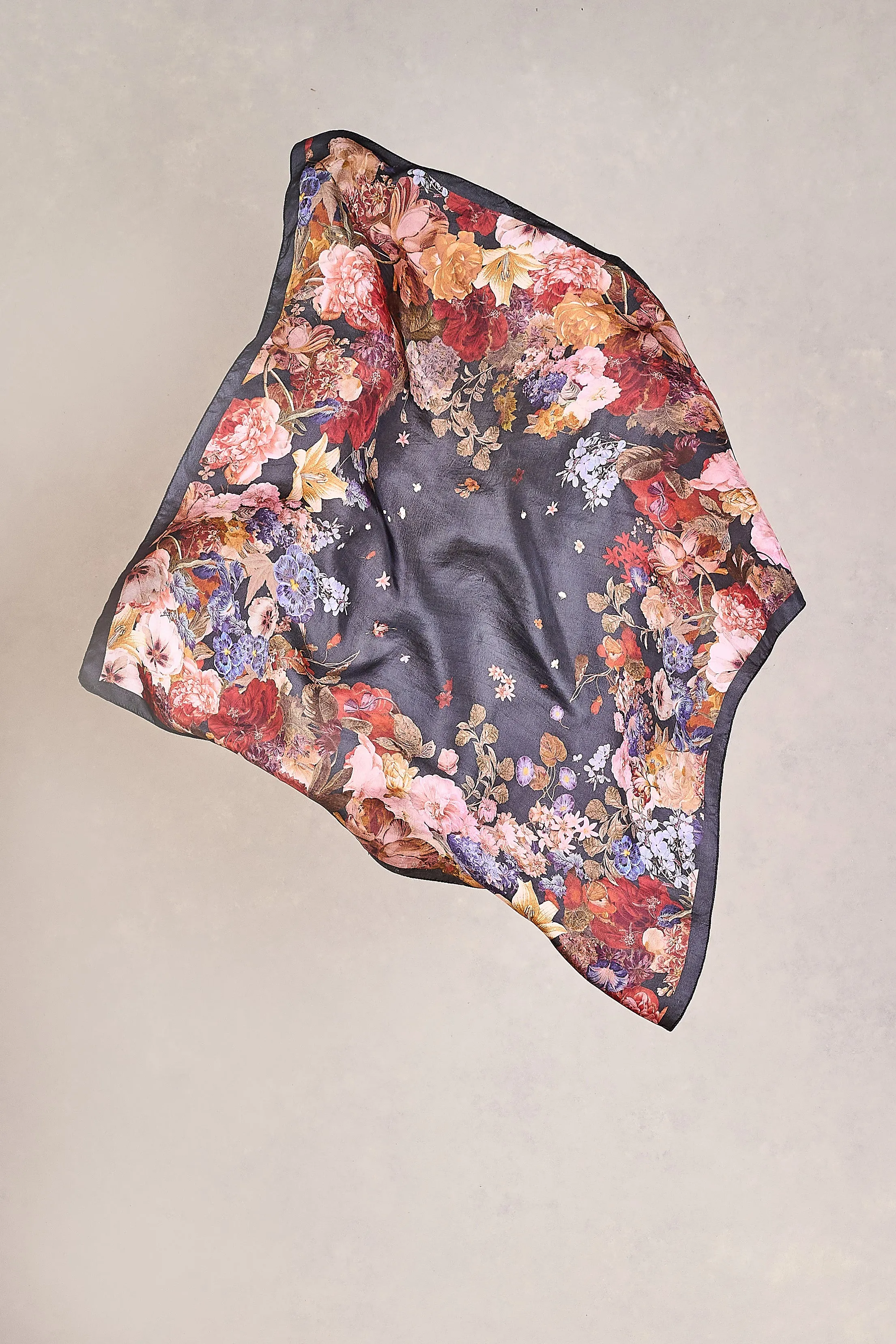 Midnight Floral Silk Scarf - Multicolour