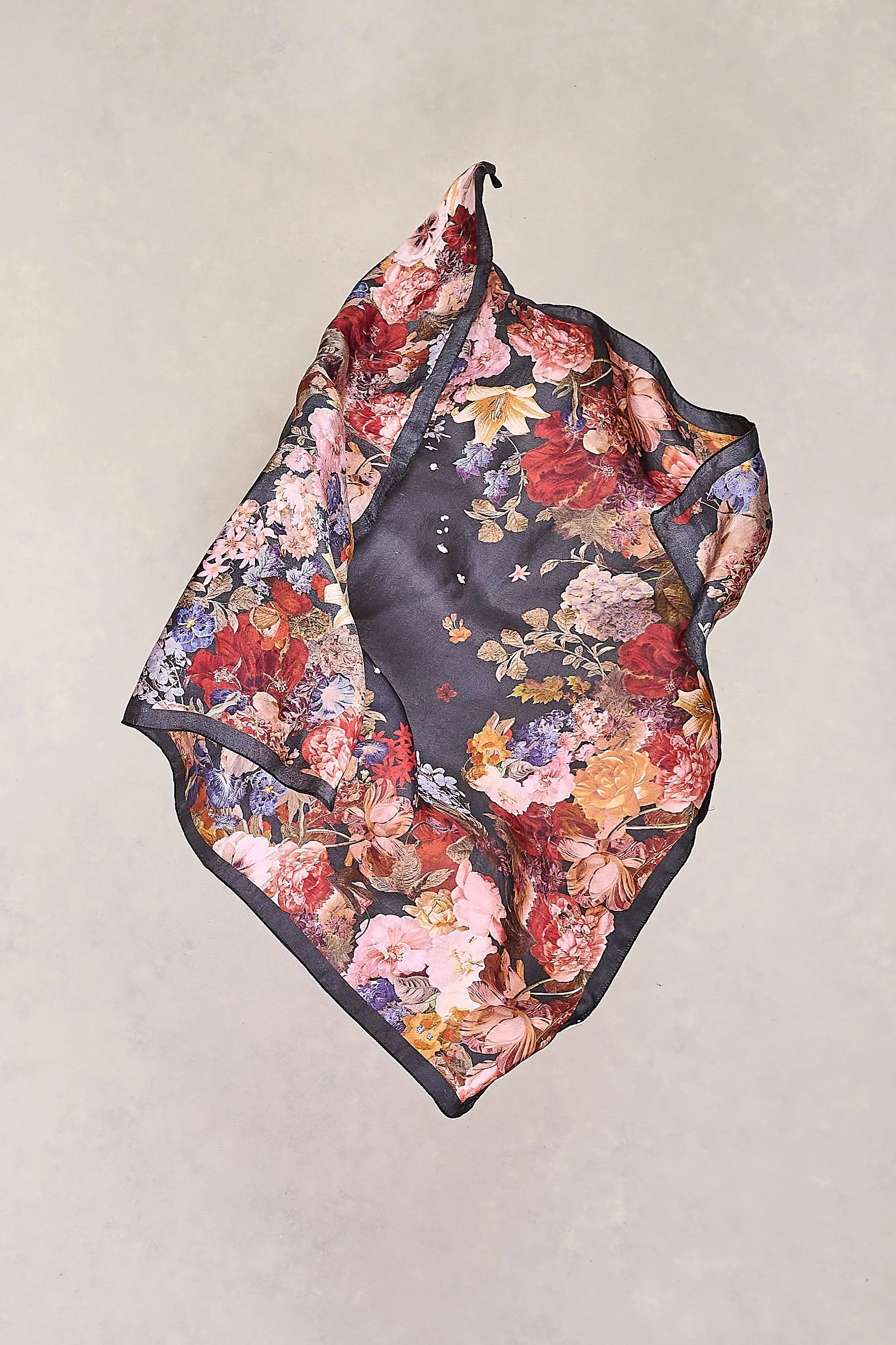 Midnight Floral Silk Scarf - Multicolour