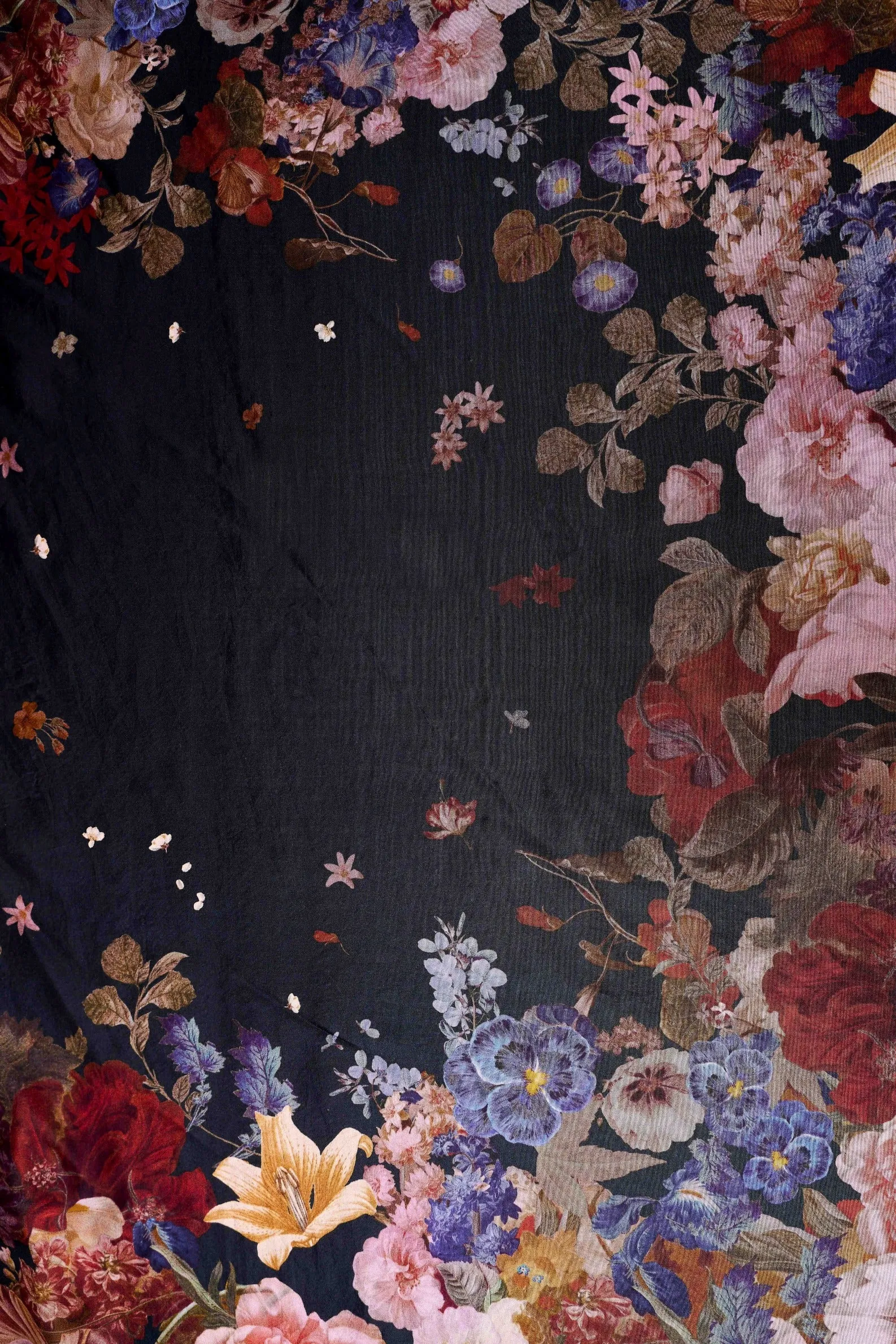 Midnight Floral Silk Scarf - Multicolour
