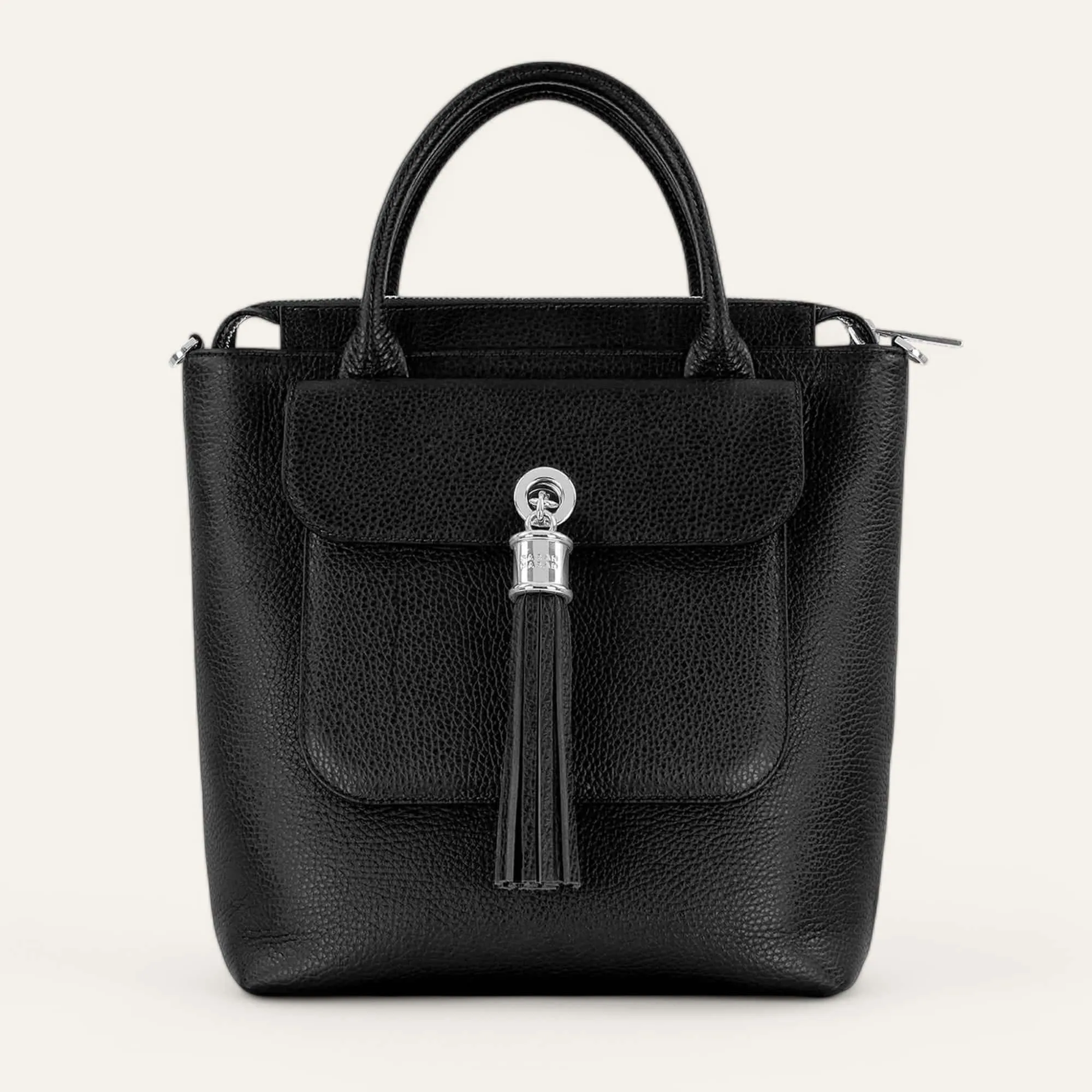 Mini P Backpack | Black with Silver hardware