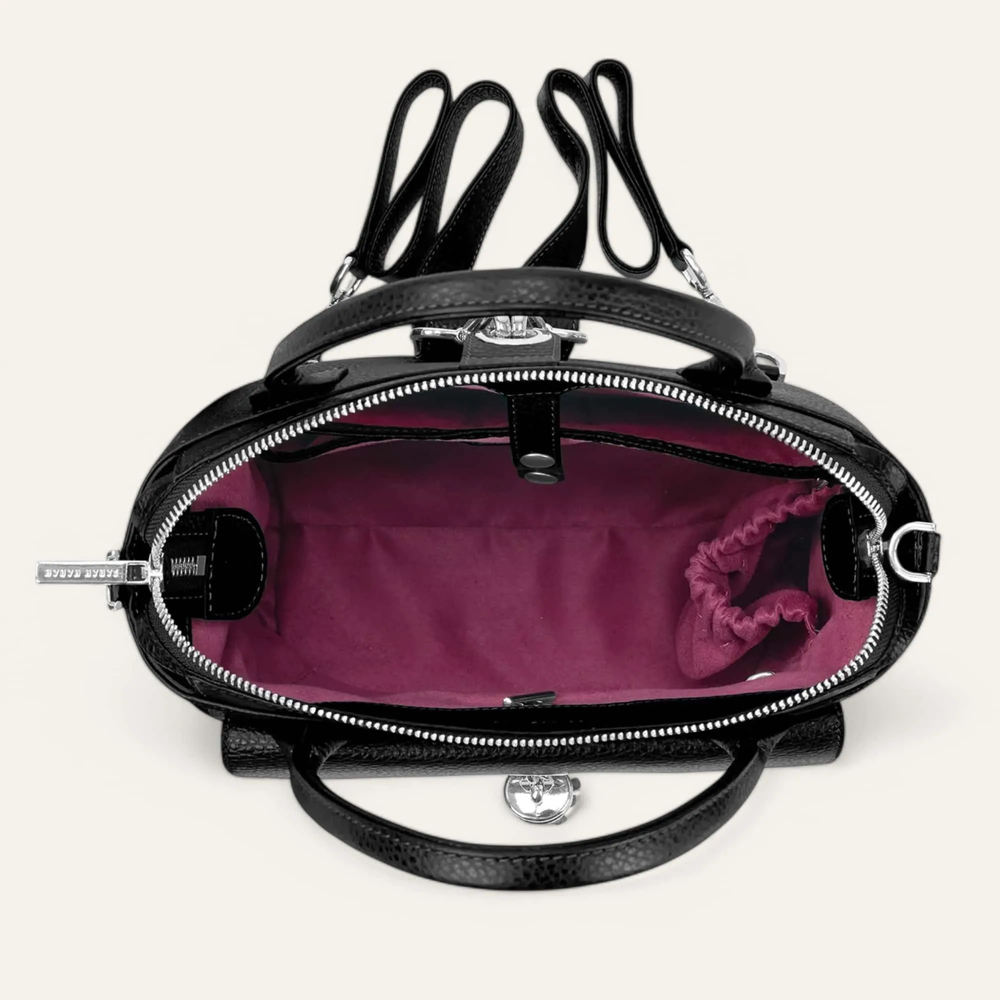 Mini P Backpack | Black with Silver hardware
