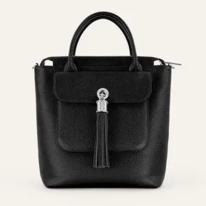 Mini P Backpack | Black with Silver hardware