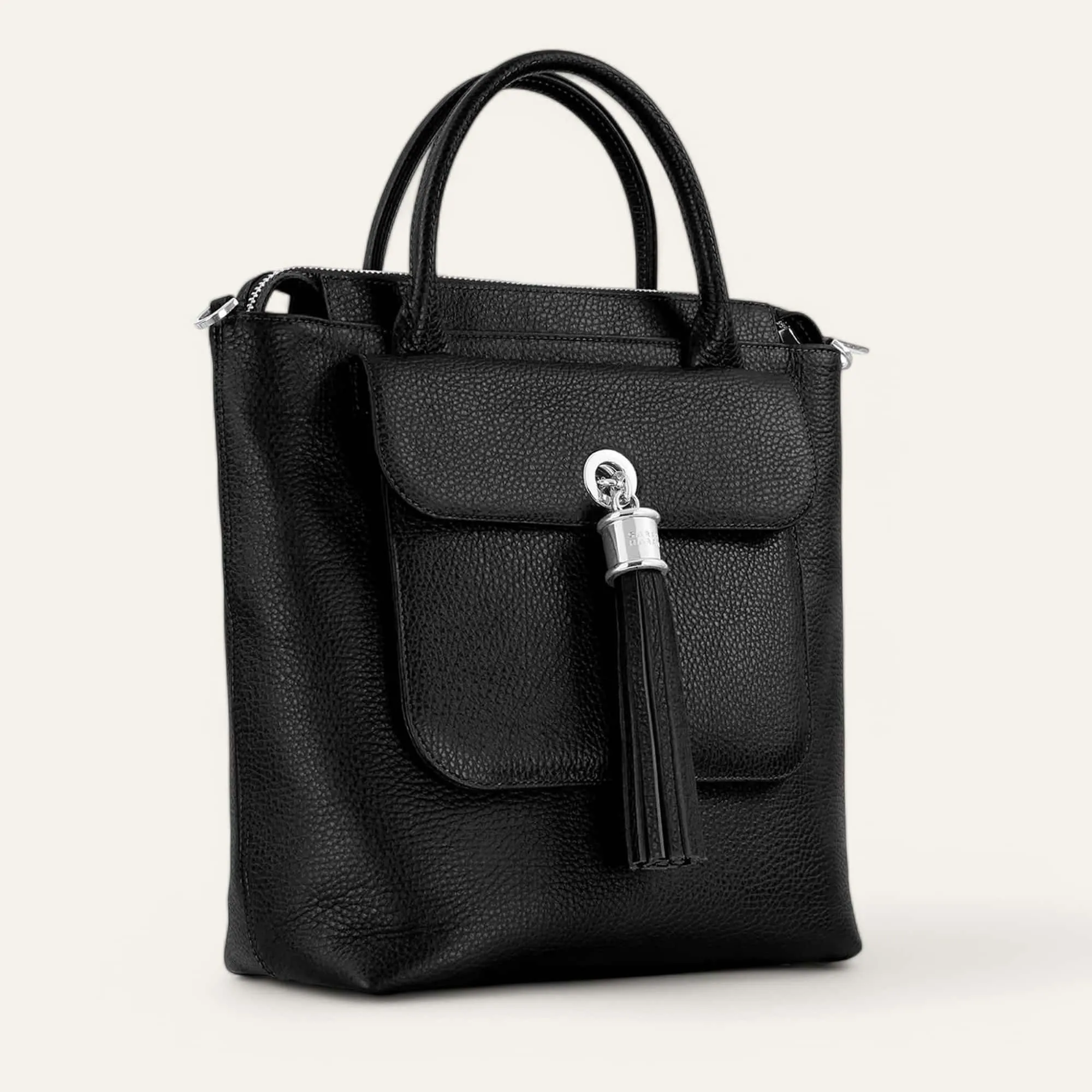 Mini P Backpack | Black with Silver hardware
