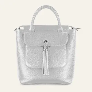 Mini P Backpack | Soft Metallic Silver with Silver hardware