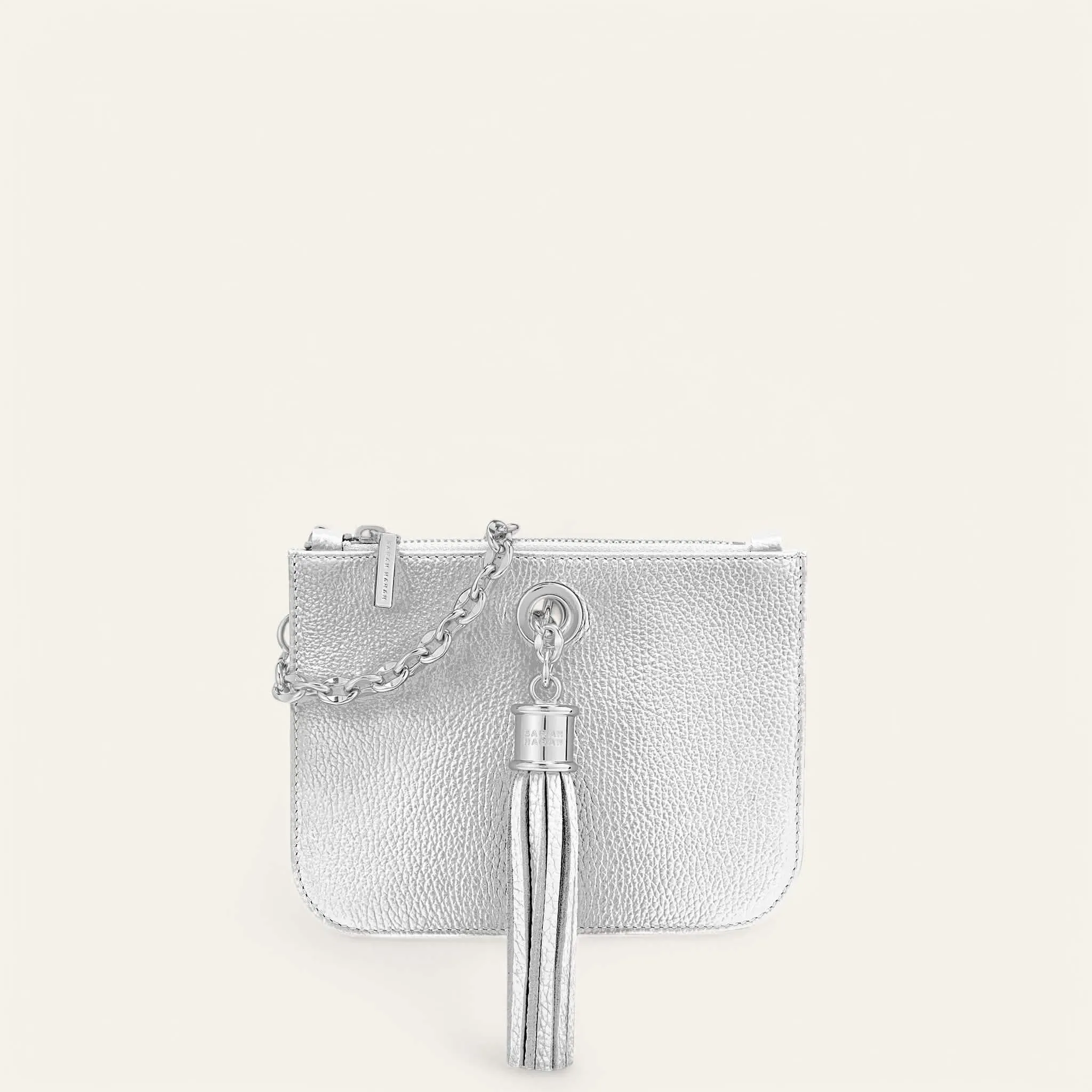 Mini P Backpack | Soft Metallic Silver with Silver hardware