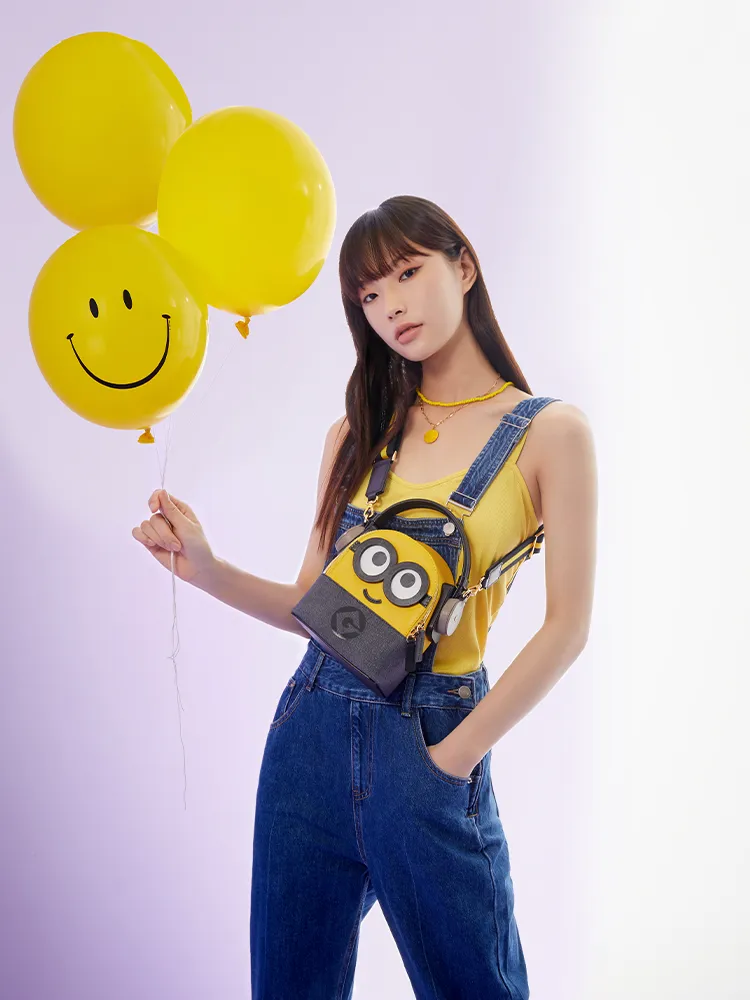 Minions Denim with Leather Backpack - Earphone