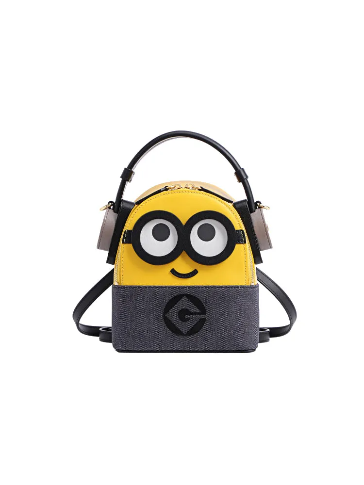 Minions Denim with Leather Backpack - Earphone