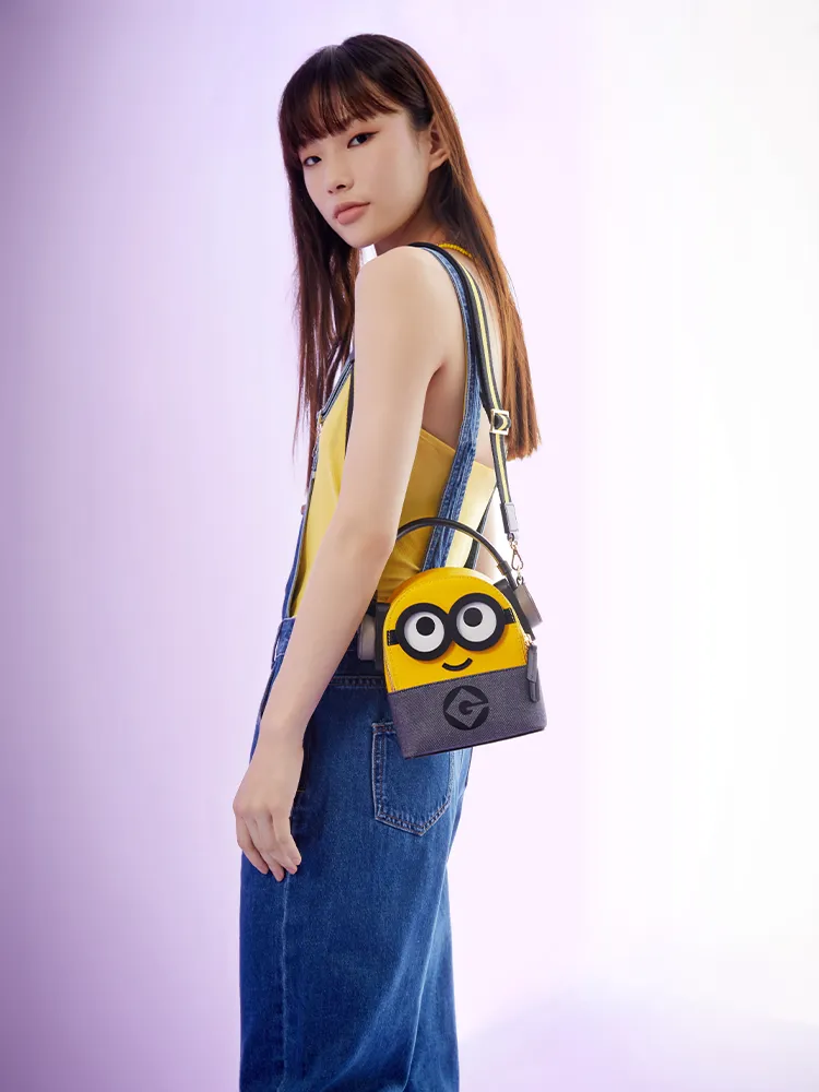 Minions Denim with Leather Backpack - Earphone