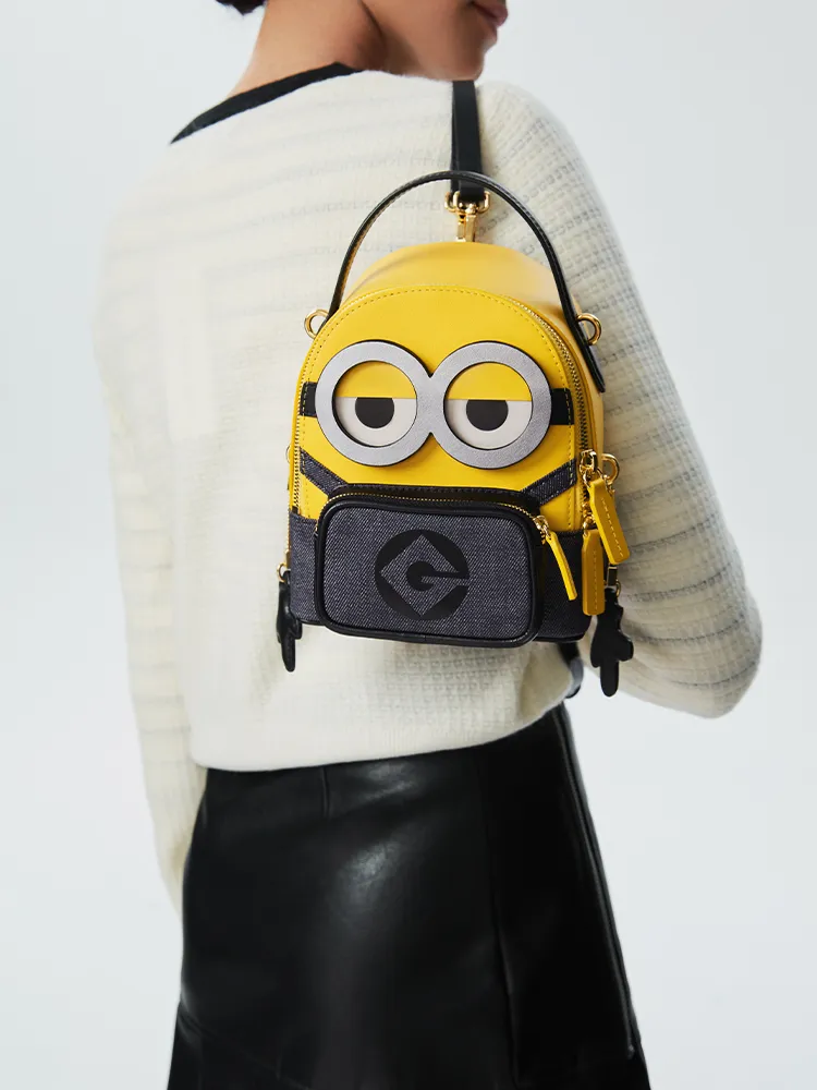 Minions Jacquard with Leather Backpack-Medium