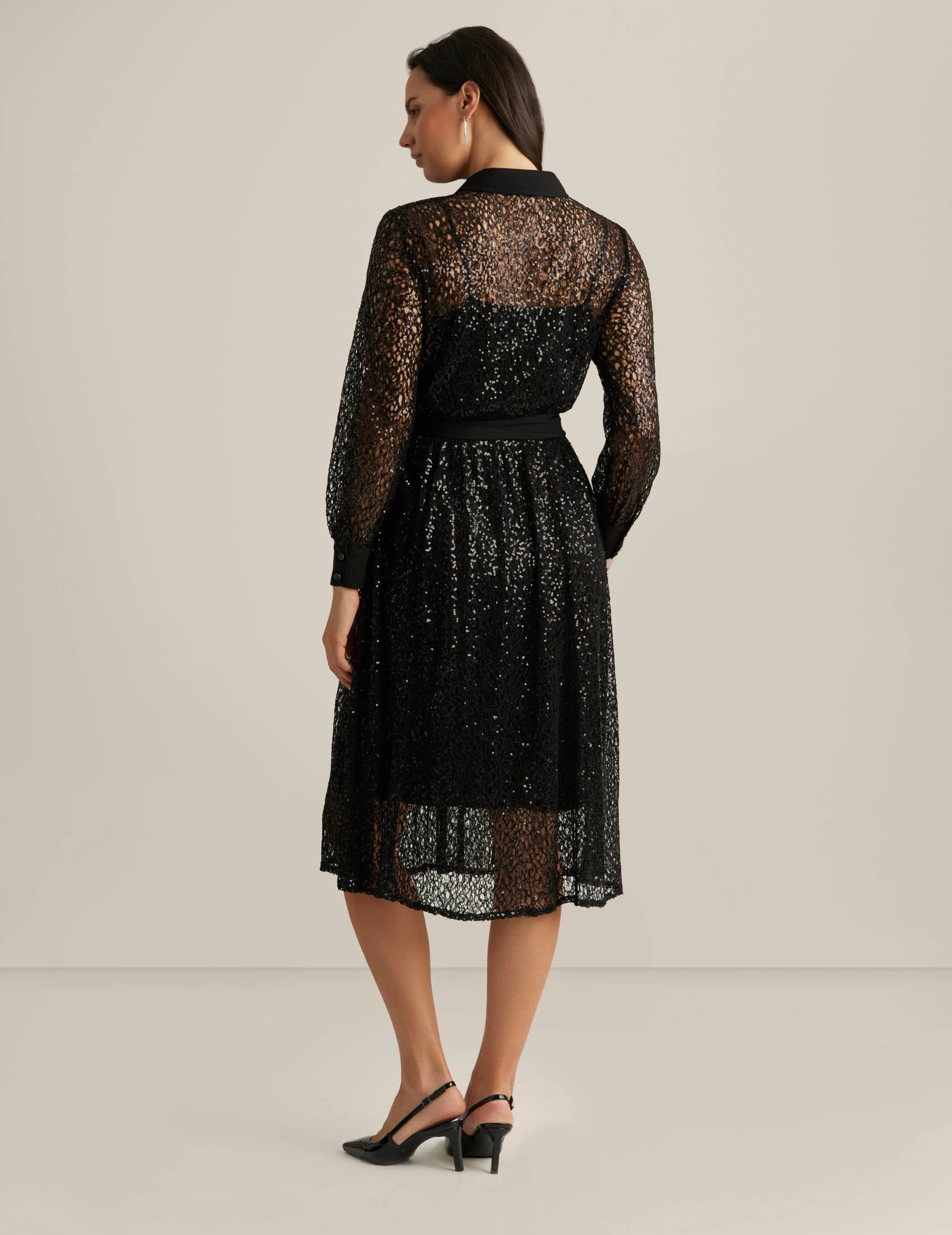 Mixed Media A-Line Shirt Dress - Sale