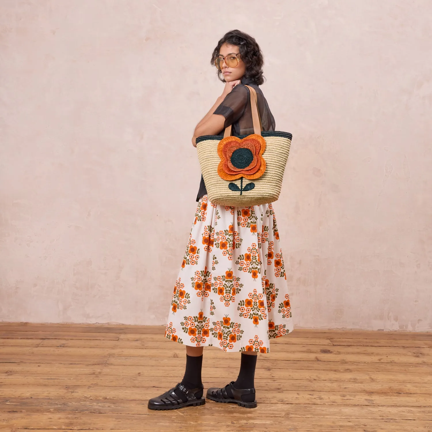 Monday Tote - 3D Flower Clementine