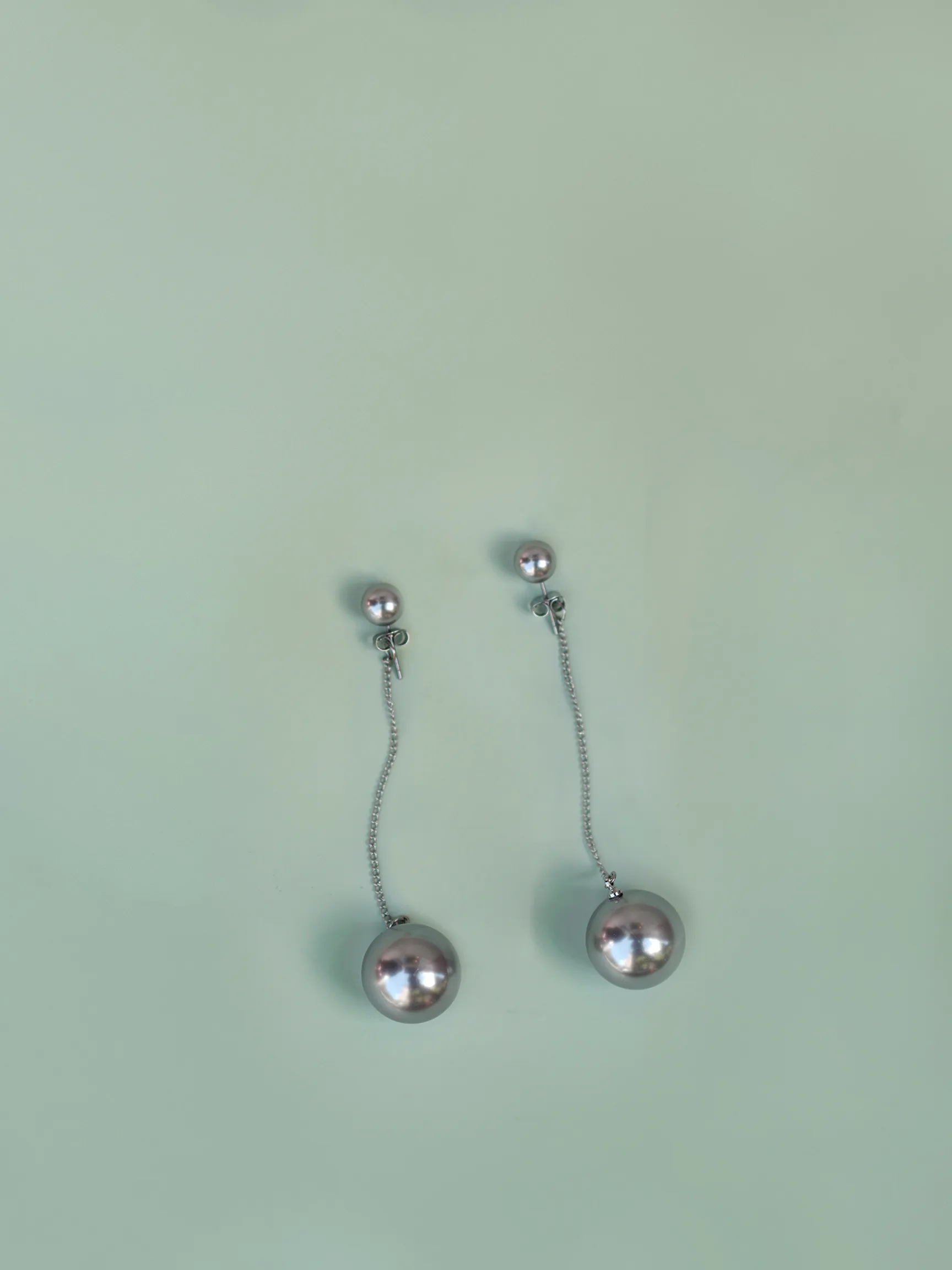 Moon Gray Silver Plated Pear Earring