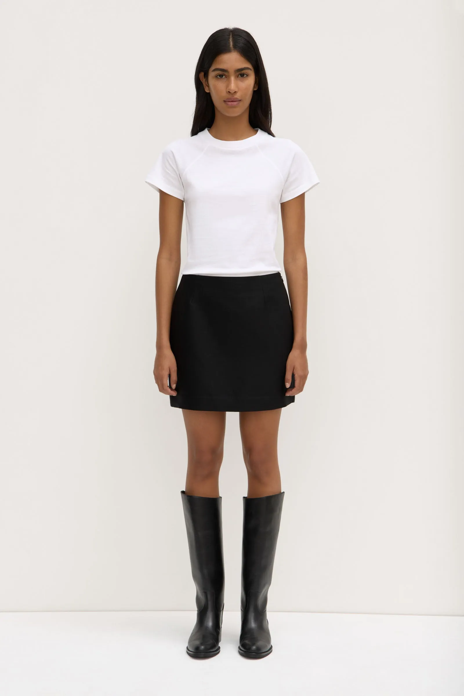 Moss Wool Silk Mini Skirt