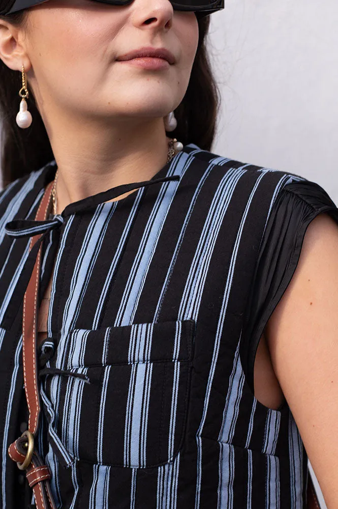 Nué Notes Liverpool Dark Blue Stripe Vest