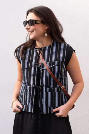 Nué Notes Liverpool Dark Blue Stripe Vest