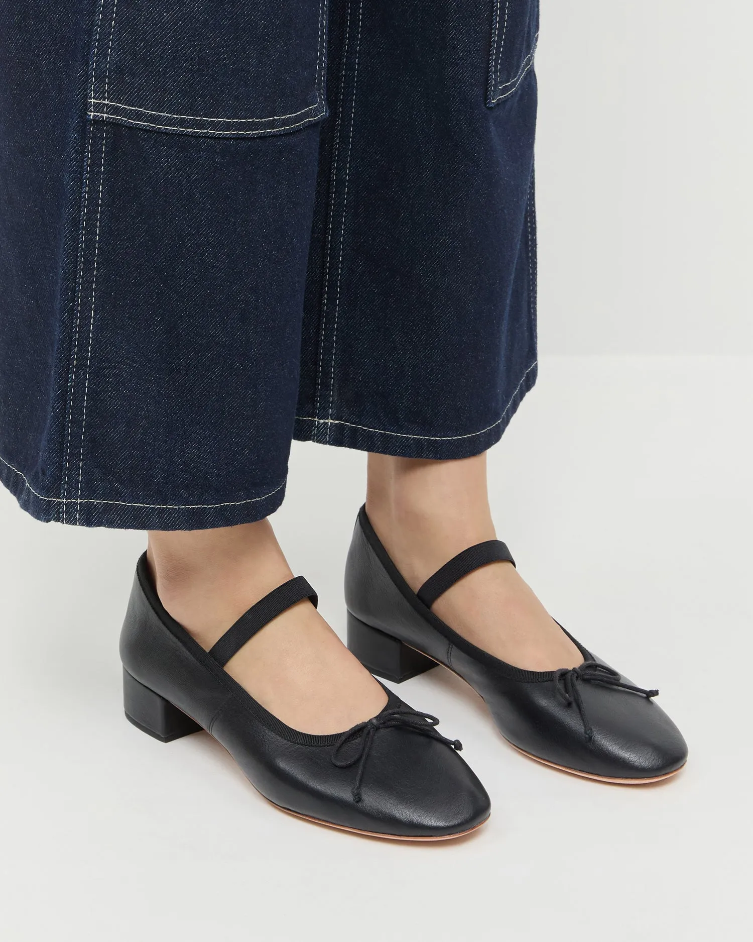 Odile Black Leather Ballet Pump