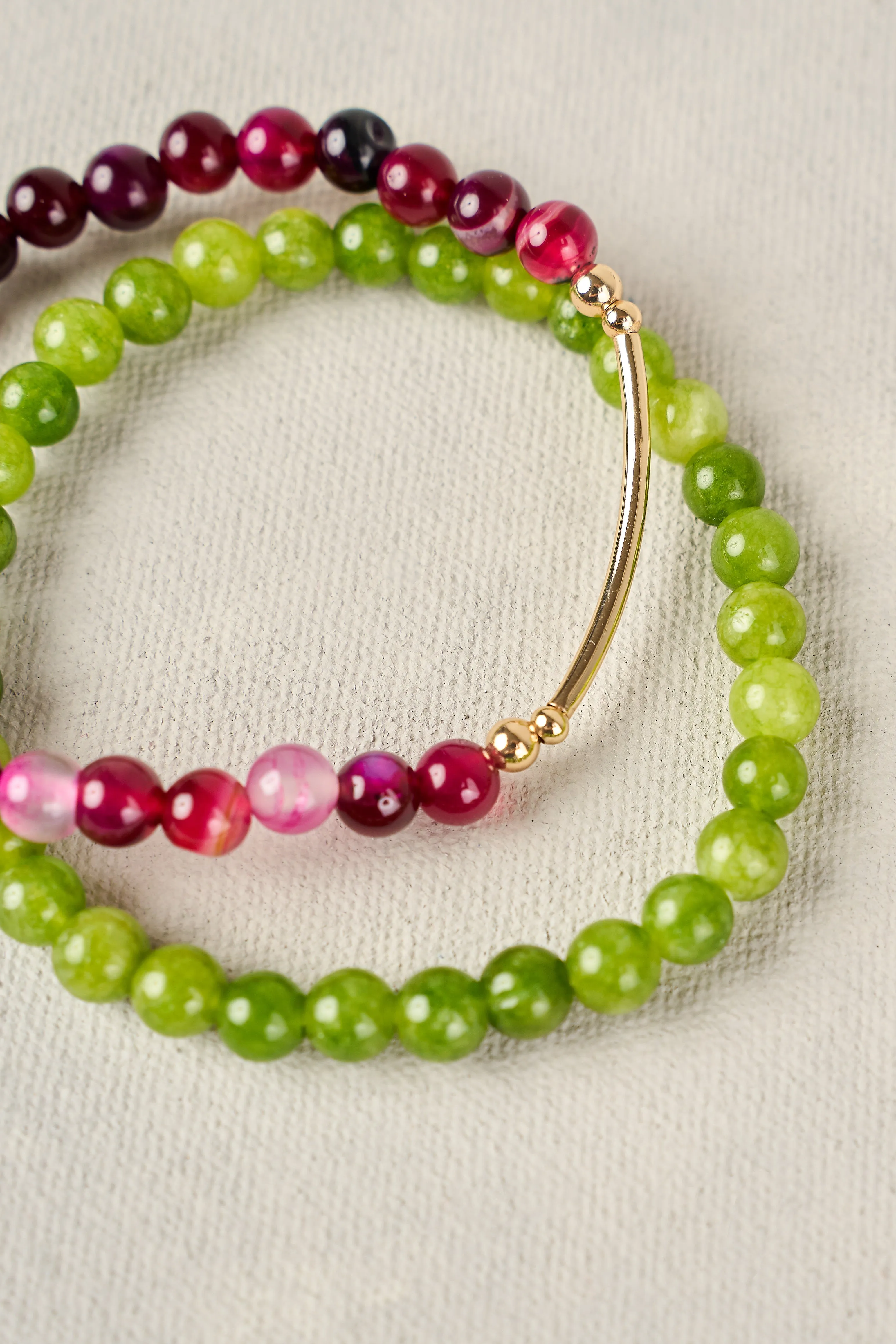 Olivine Stone Bracelet Set - Multi
