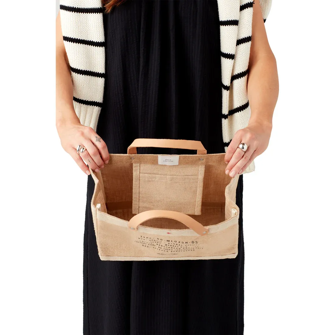Petite Market Bag in Natural LA Black Print by Geoff McFetridge
