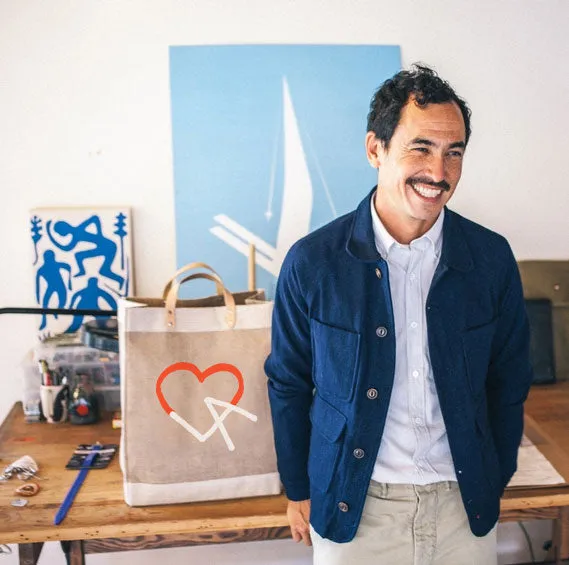 Petite Market Bag in Natural LA Black Print by Geoff McFetridge